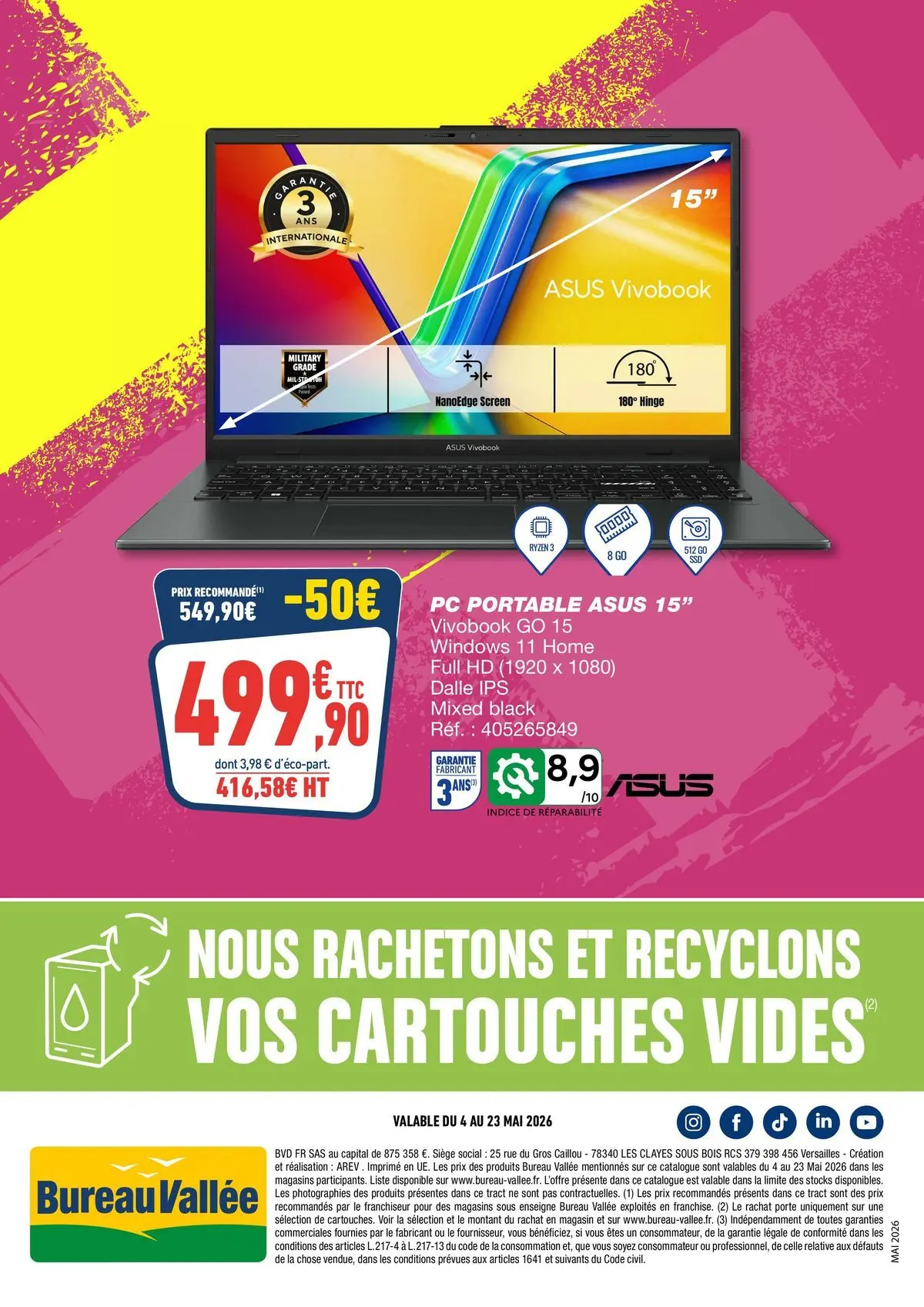 Bureau Vallée - Nos prix bas font bonne impression à partir du 03/05/2026 - promo en ligne | Page: 8 | Produits: Bureau, PC portable, Porte, Portable