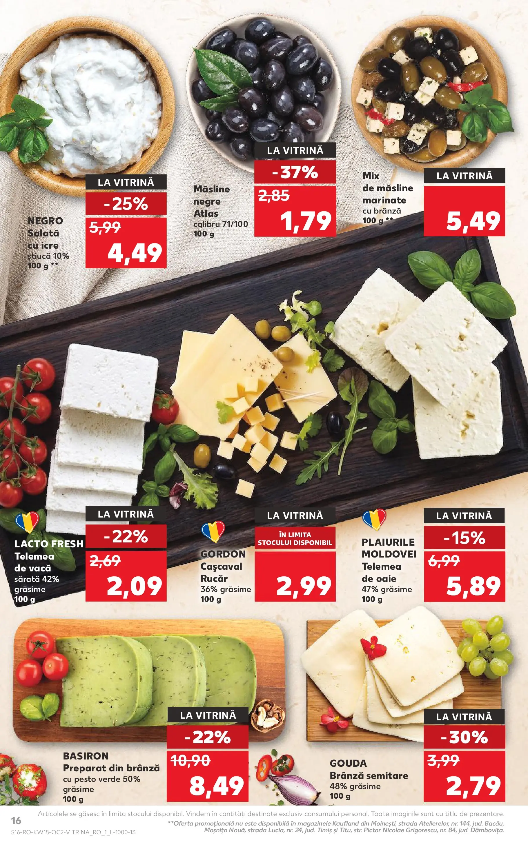 Kaufland Bârlad 29.04.2026 - Revista si Oferta | Pagină: 16 | Produse: Hijyenik ped, Cașcaval, Măsline, Salată