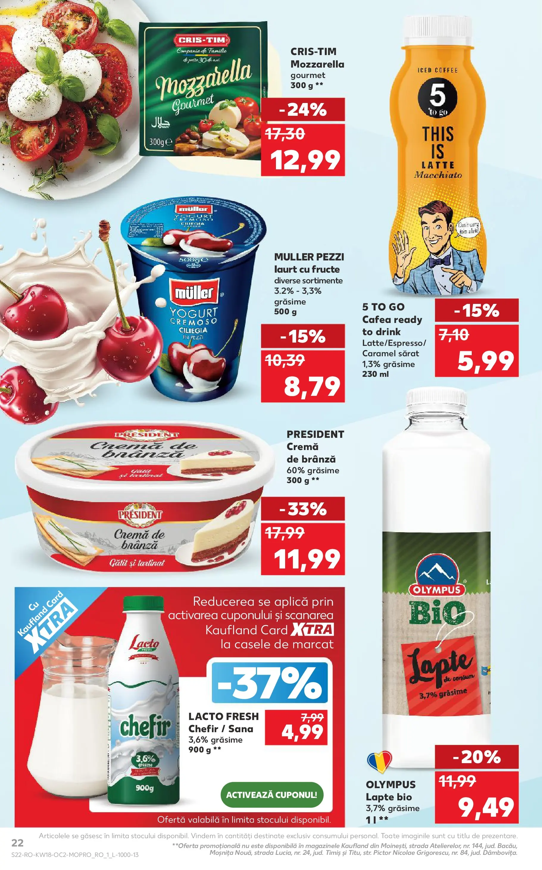 Kaufland Satu Mare 29.04.2026 - Revista si Oferta | Pagină: 22 | Produse: Lapte, Cafea, Cremă de brânză, Fructe