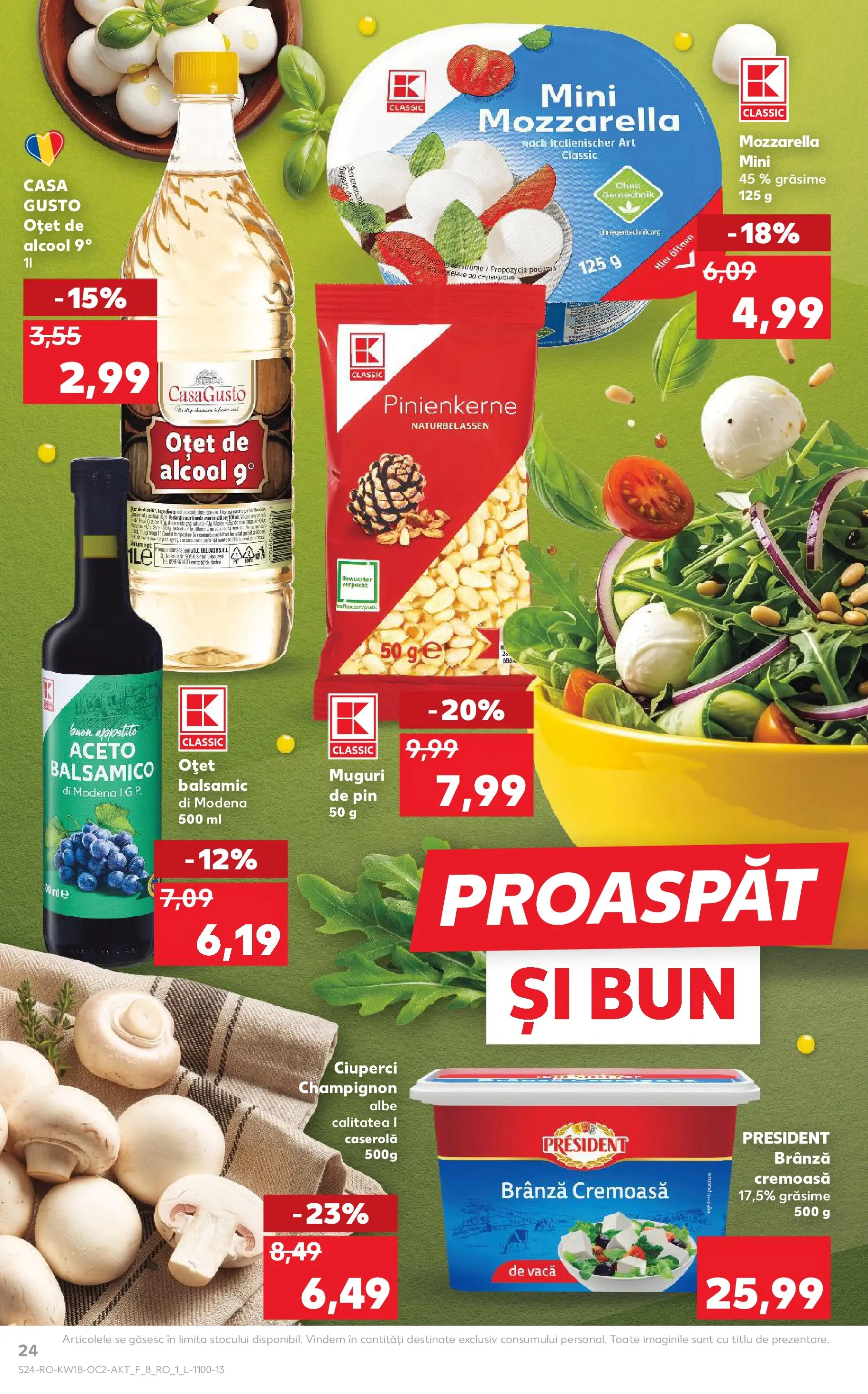 Kaufland Codlea 29.04.2026 - Revista si Oferta | Pagină: 24 | Produse: Ciuperci, Mozzarella, Brânză, Oțet