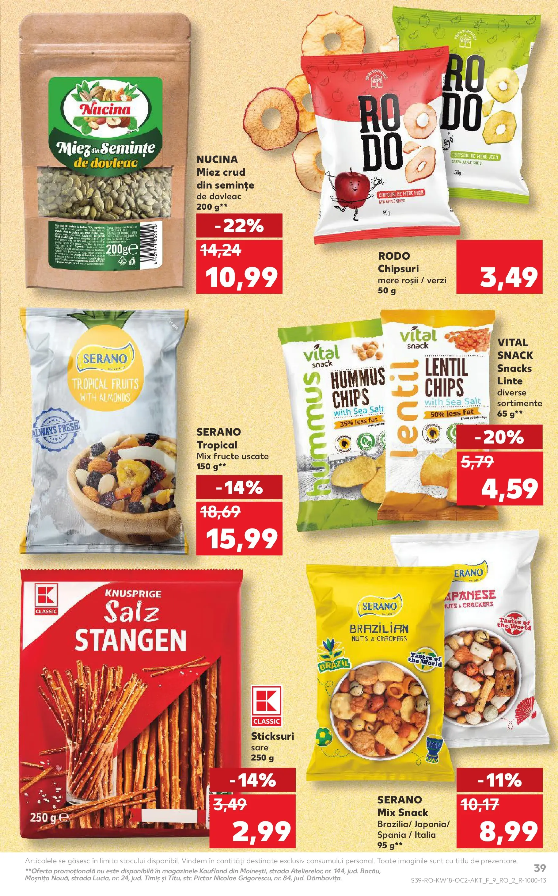 Kaufland Satu Mare 29.04.2026 - Revista si Oferta | Pagină: 39 | Produse: Dovleac, Sticksuri, Mere, Chipsuri