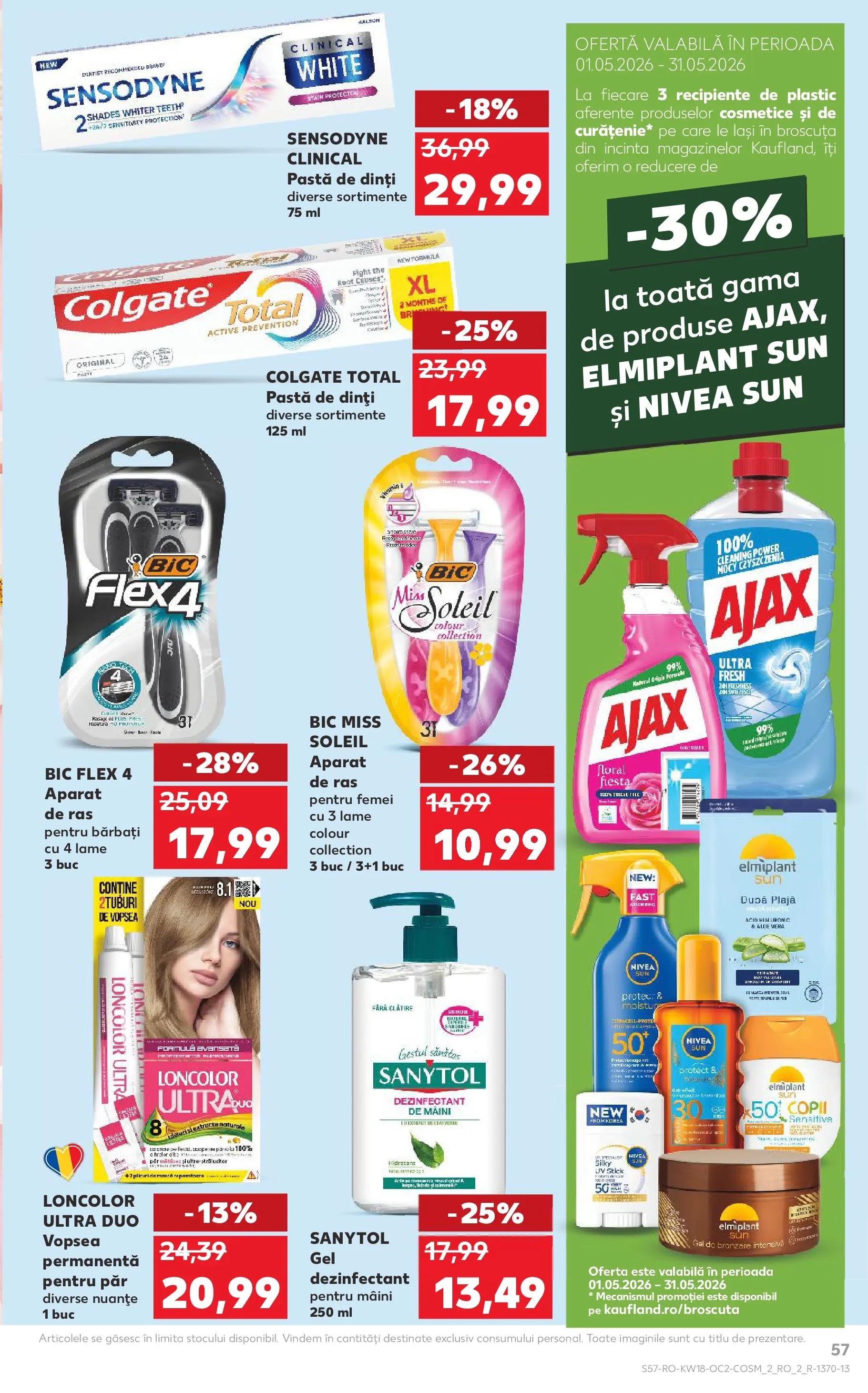 Kaufland Codlea 29.04.2026 - Revista si Oferta | Pagină: 57 | Produse: Aloe vera, Vopsea, Recipiente, Pastă de dinți