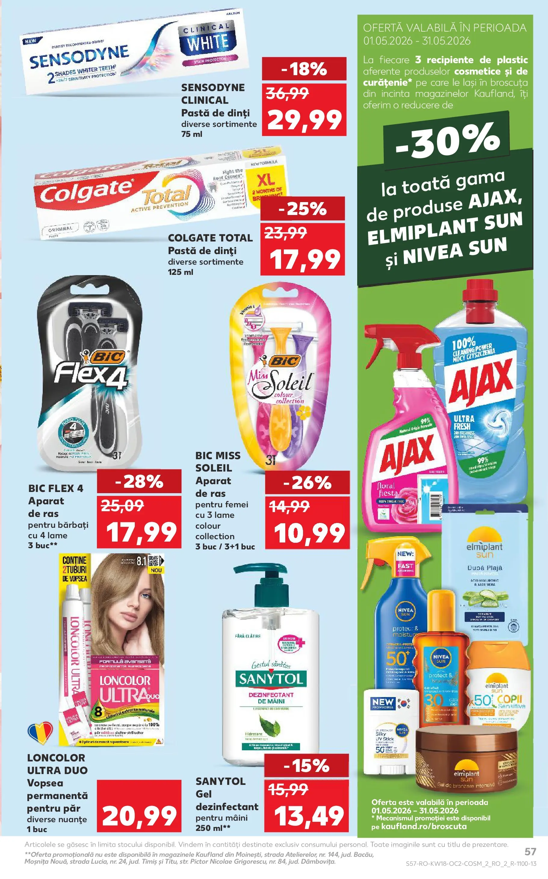 Kaufland Ploiești 29.04.2026 - Revista si Oferta | Pagină: 57 | Produse: Aloe vera, Recipiente, Pastă de dinți, Gel dezinfectant