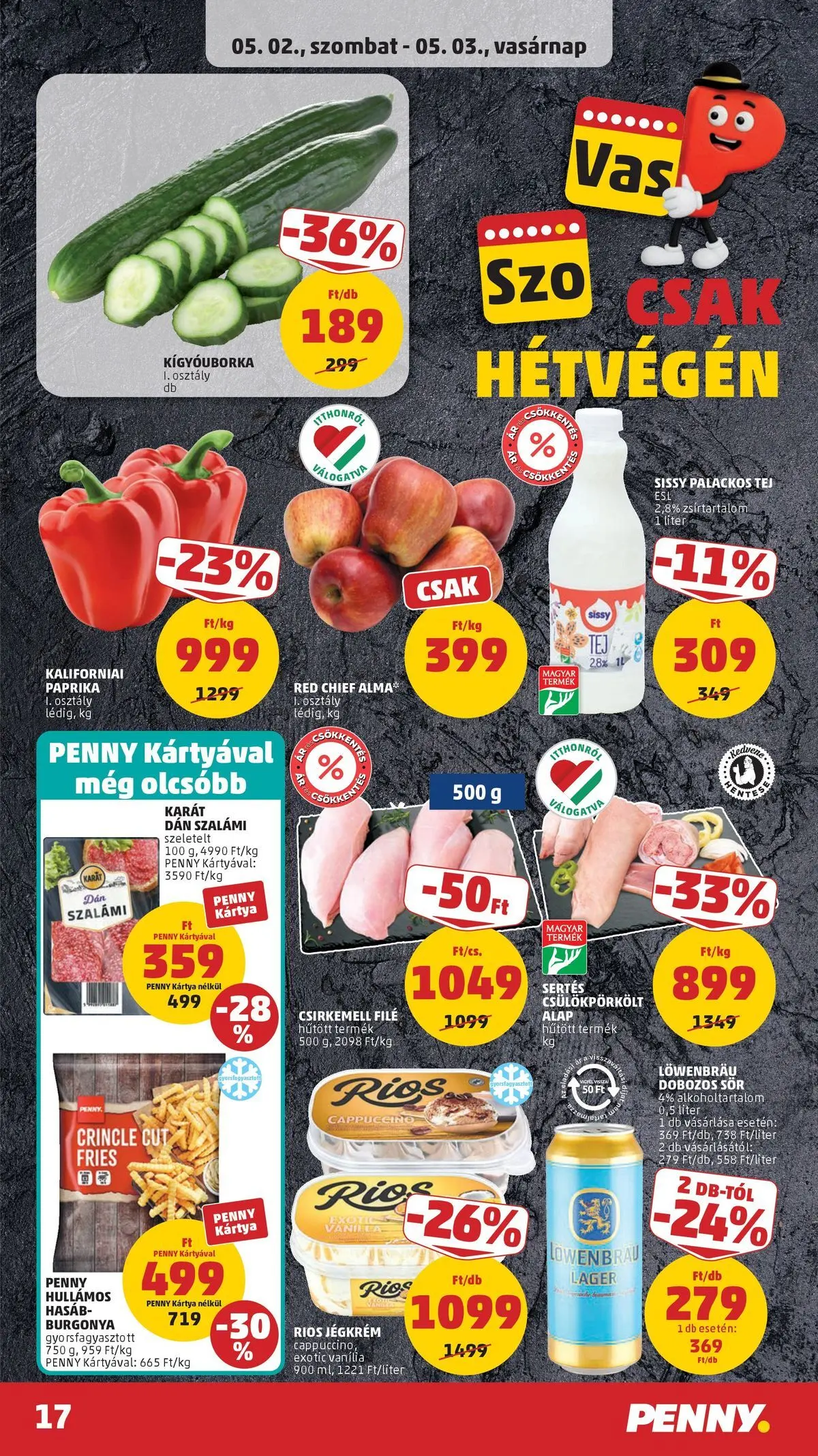 PENNY - Penny újság érvényessége 2026.05.06-ig: 2026.04.29.-tól lapozható | Oldal: 17 | Termékek: Szalámi, Dobozos sör, Sör, Jégkrém