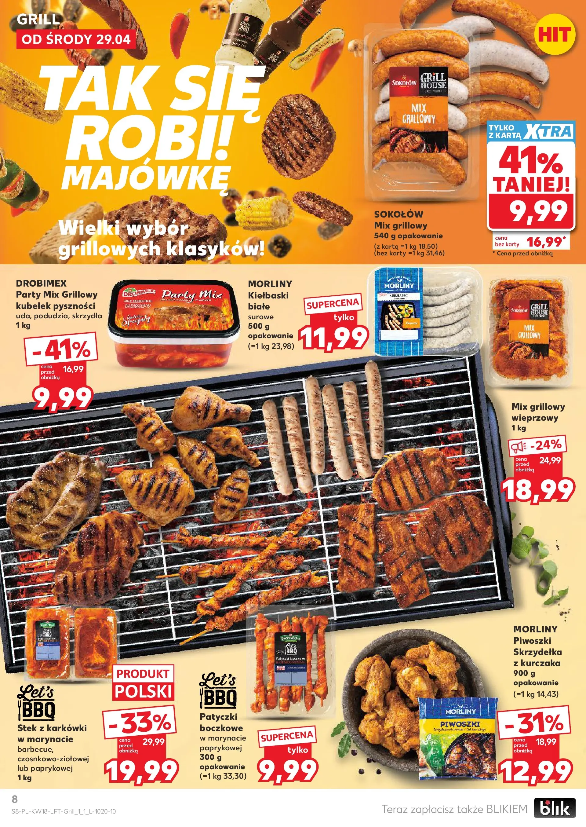 Kaufland gazetka od 29.04.2026 - od jutra PDF | Strona: 8 | Produkty: Karta, Skrzydełka z kurczaka, Grill, Kiełbaski