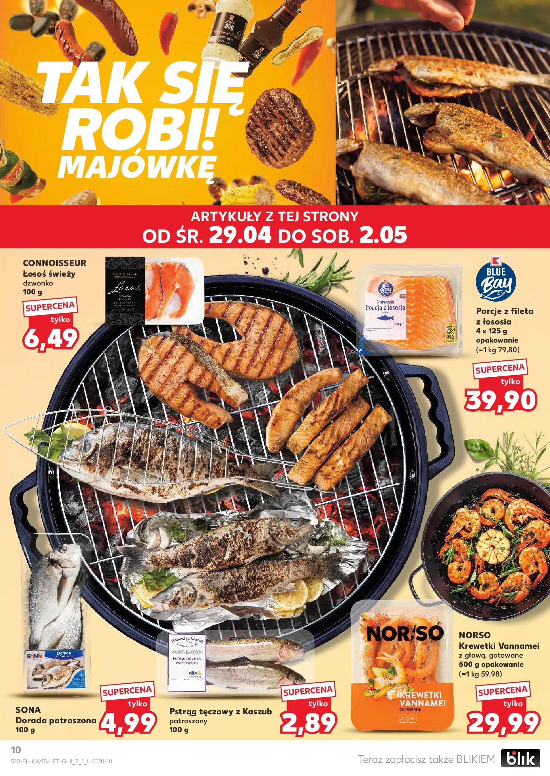 Kaufland gazetka od 29.04.2026 - od jutra PDF | Strona: 10 | Produkty: Krewetki, Pstrąg, Łosoś, Dorada