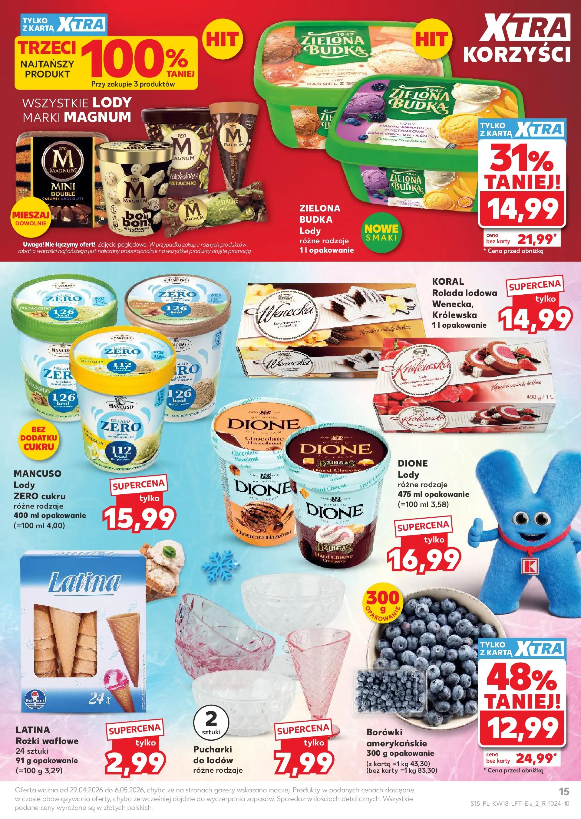 Kaufland gazetka od 29.04.2026 - od jutra PDF | Strona: 15 | Produkty: Mango, Rolada, Rolada lodowa, Lody
