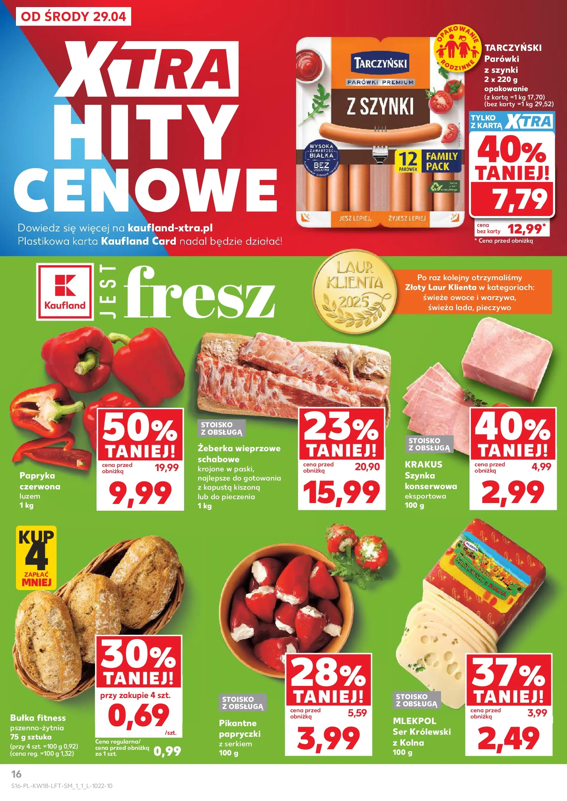 Kaufland gazetka od 29.04.2026 - od jutra PDF | Strona: 16 | Produkty: Pieczywo, Parówki, Bułka fitness, Ser