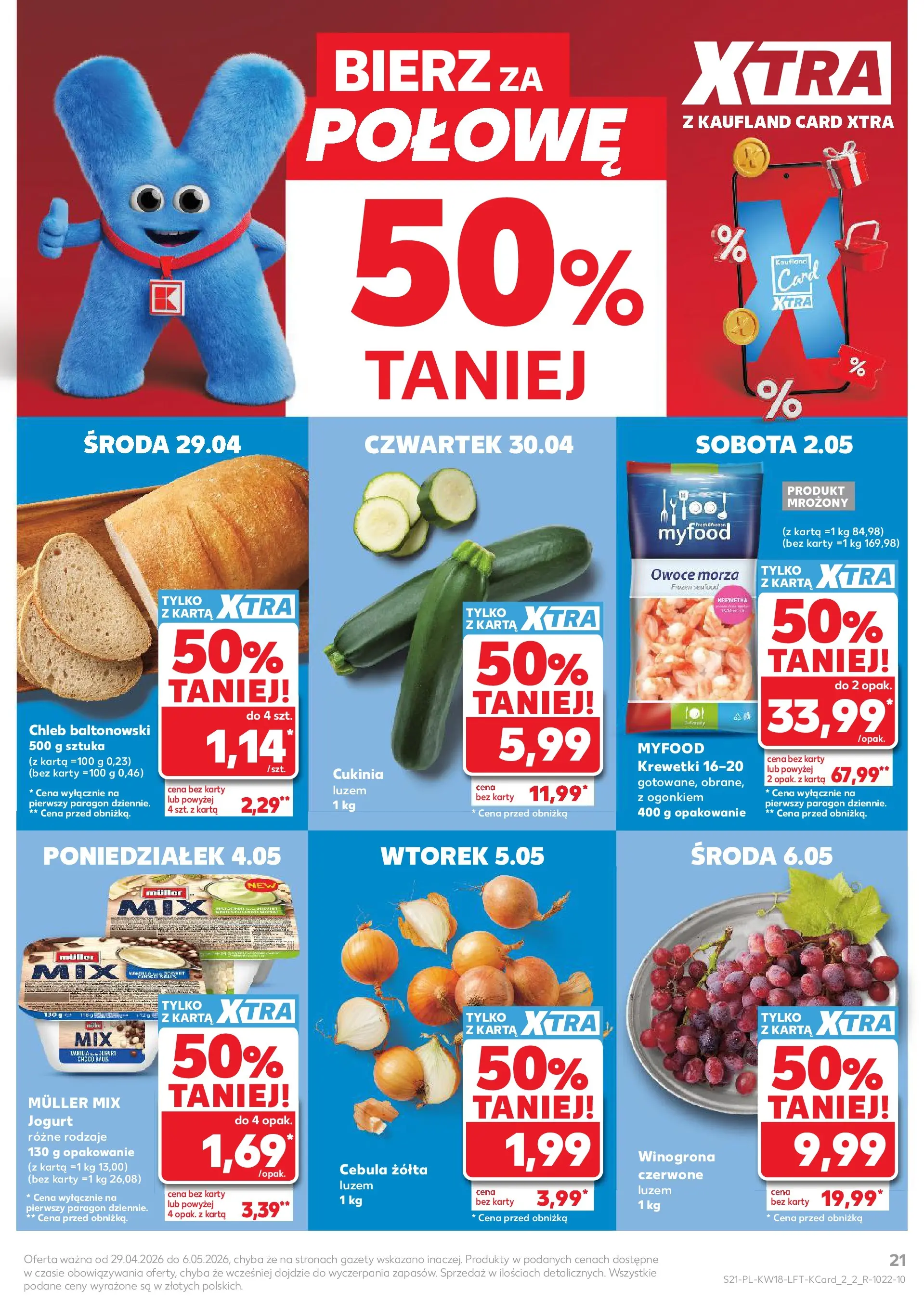 Kaufland gazetka od 29.04.2026 - od jutra PDF | Strona: 21 | Produkty: Karta, Krewetki, Cukinia, Owoce