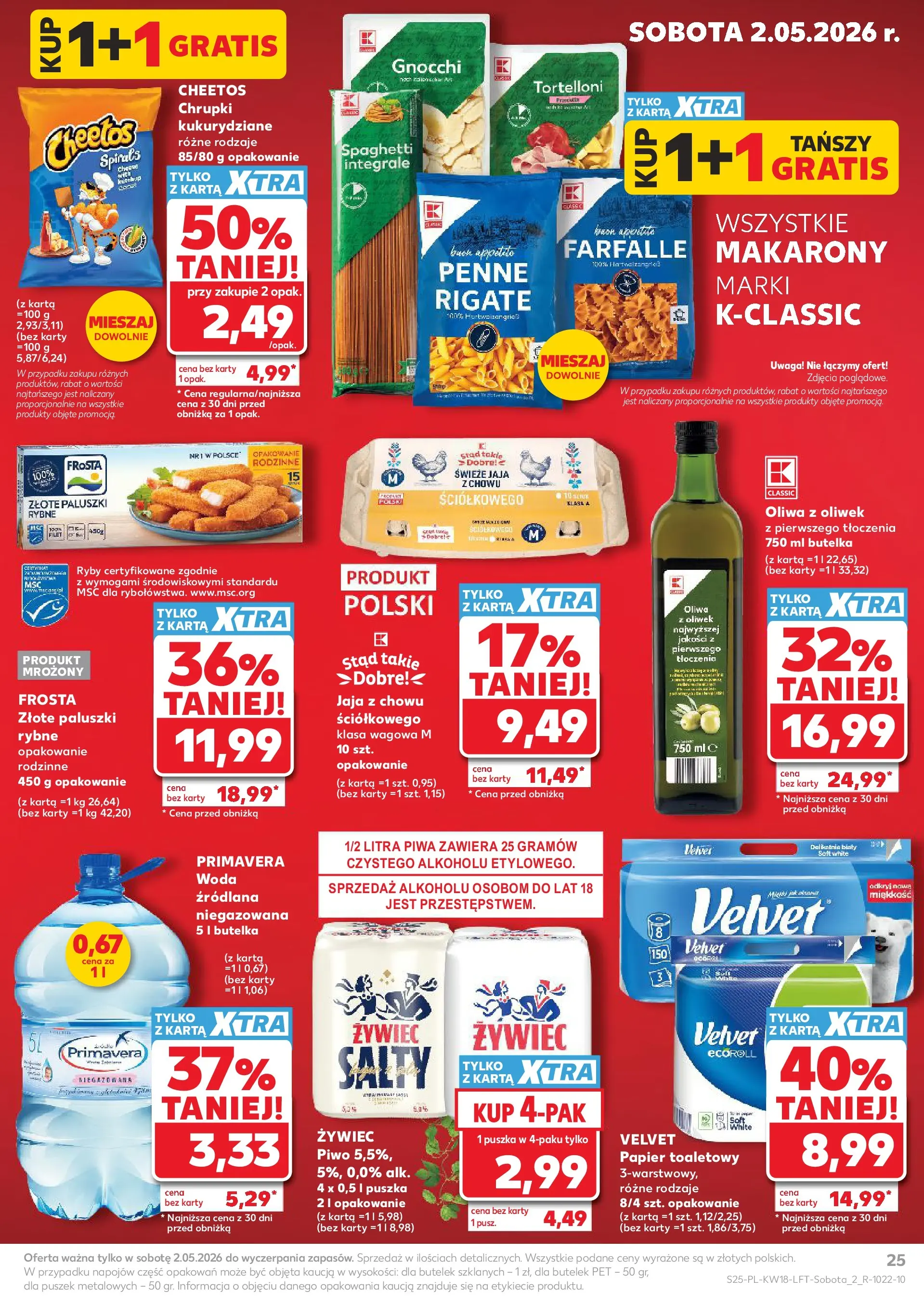 Kaufland gazetka od 29.04.2026 - od jutra PDF | Strona: 25 | Produkty: Papier toaletowy, Chrupki, Piwo, Makarony