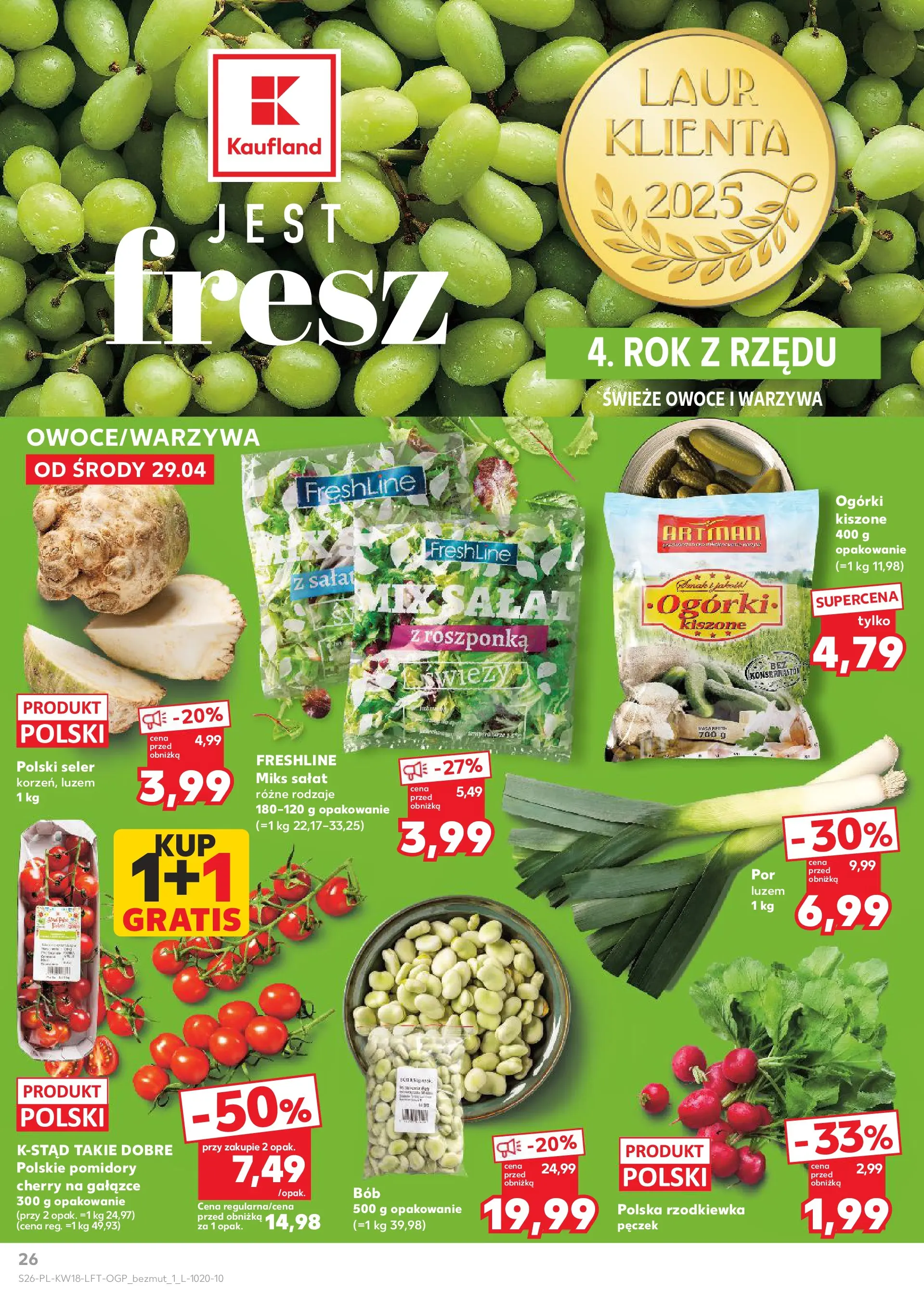 Kaufland gazetka od 29.04.2026 - od jutra PDF | Strona: 26 | Produkty: Pomidory, Ogórki, Warzywa, Owoce