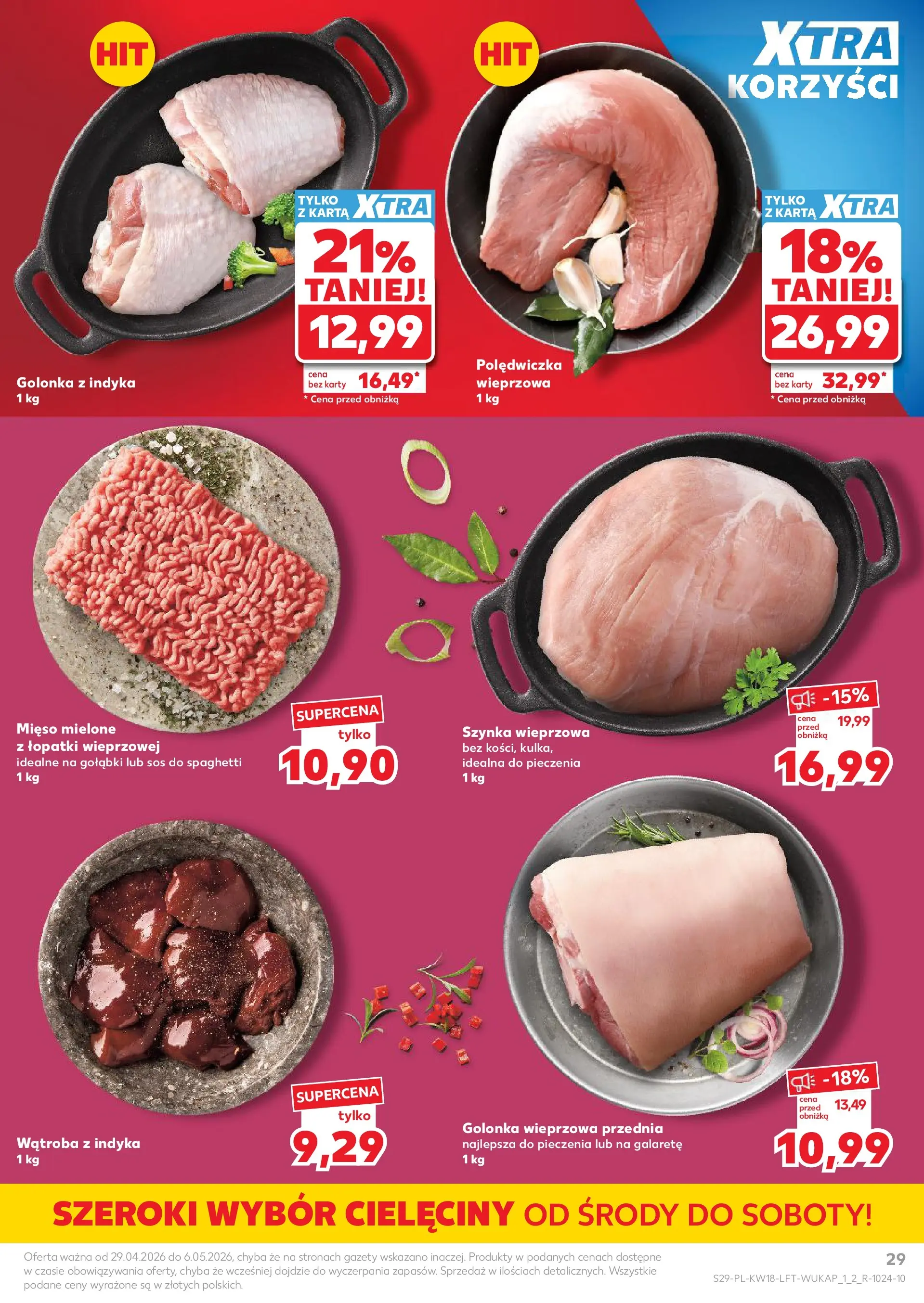 Kaufland gazetka od 29.04.2026 - od jutra PDF | Strona: 29 | Produkty: Karta, Mięso, Szynka wieprzowa, Sos