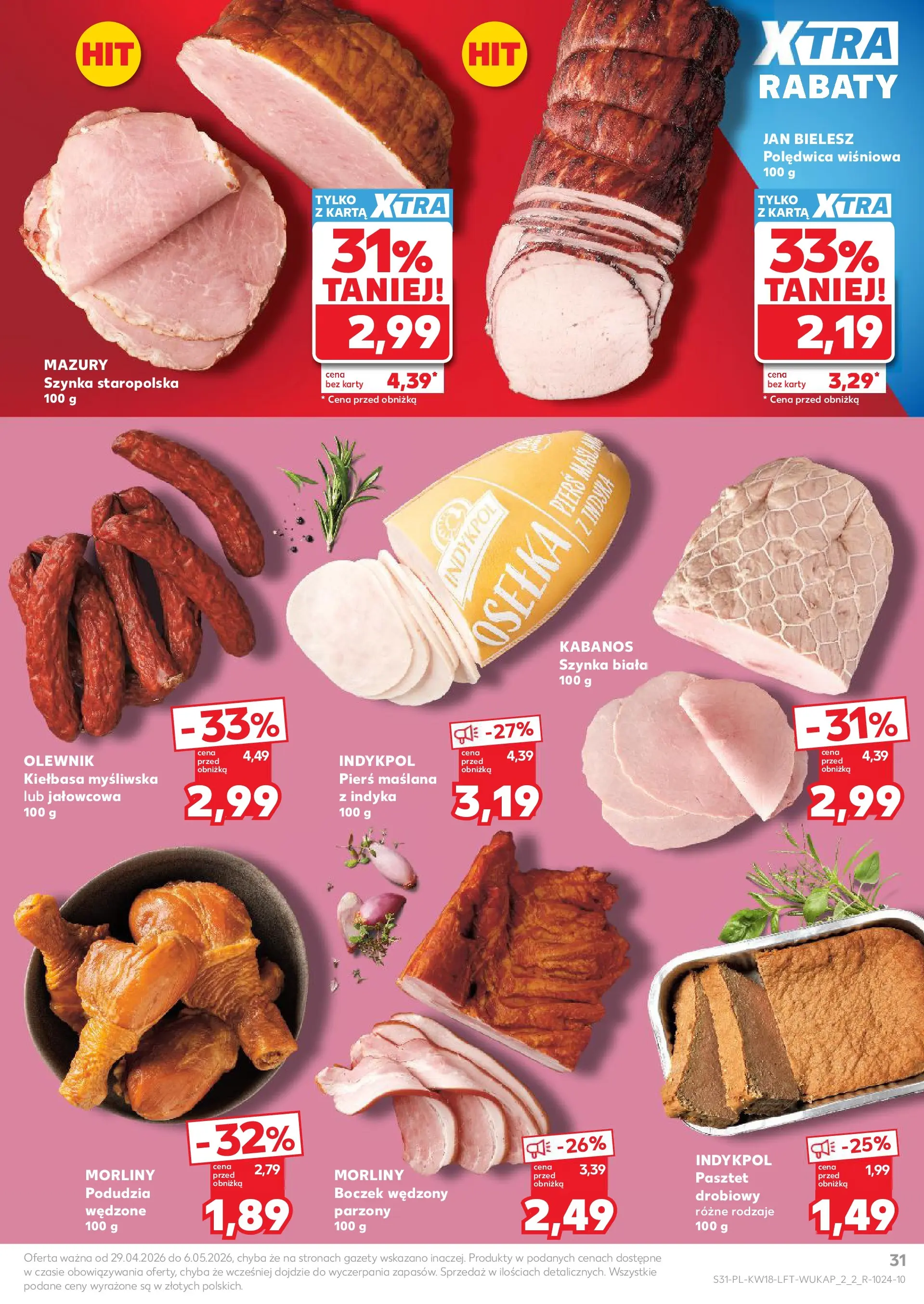 Kaufland gazetka od 29.04.2026 - od jutra PDF | Strona: 31 | Produkty: Osełka, Myśliwska, Szynka, Boczek wędzony
