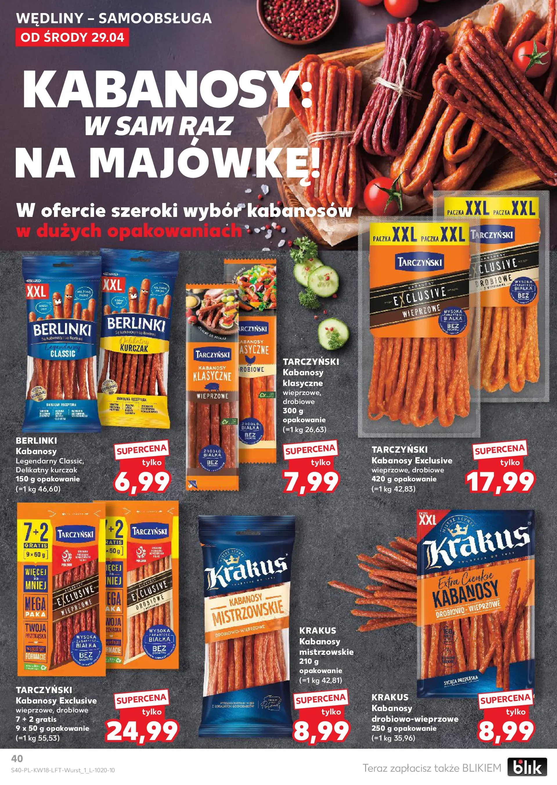 Kaufland gazetka od 29.04.2026 - od jutra PDF | Strona: 40 | Produkty: Kurczak, Kabanosy, Wędliny