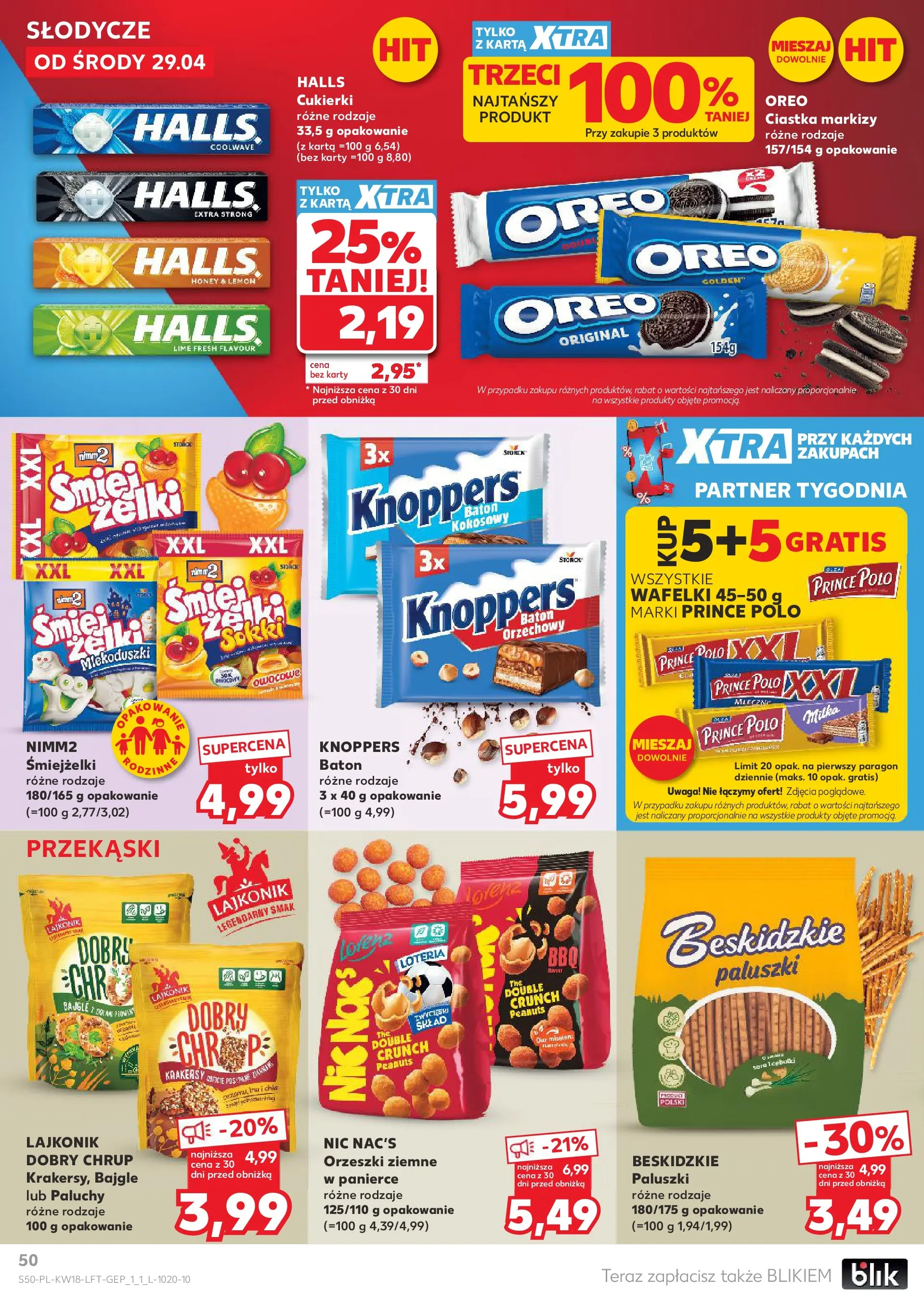 Kaufland gazetka od 29.04.2026 - od jutra PDF | Strona: 50 | Produkty: Milka, Paluszki, Krakersy, Orzeszki ziemne