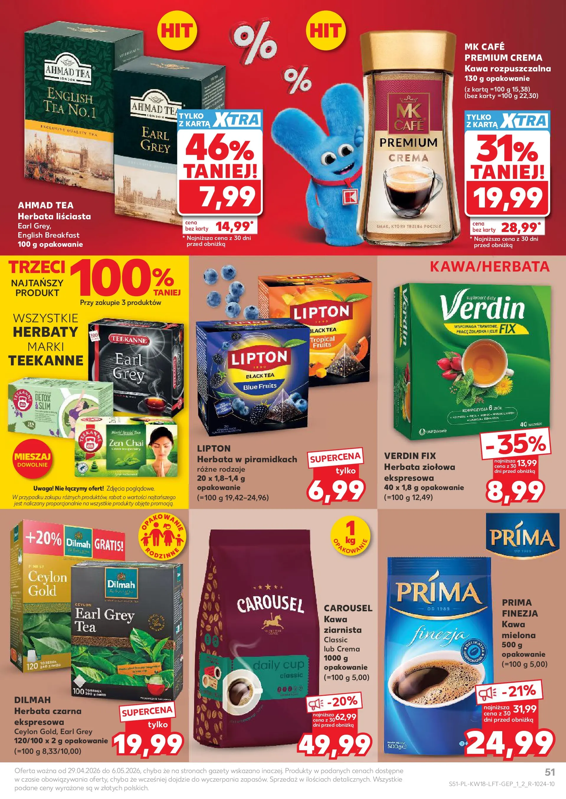 Kaufland gazetka od 29.04.2026 - od jutra PDF | Strona: 51 | Produkty: Karta, Herbata liściasta, Kawa, Herbata
