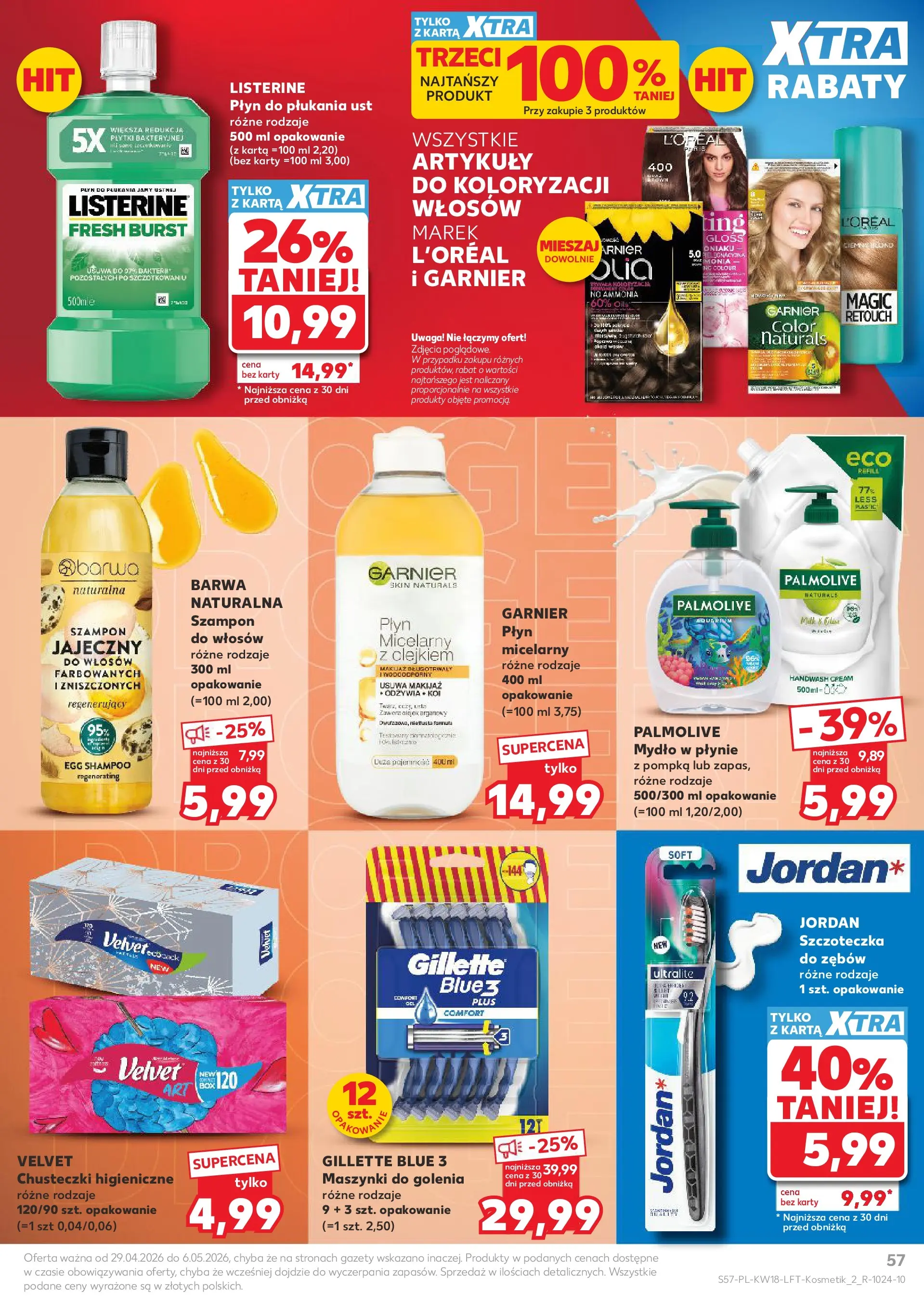 Kaufland gazetka od 29.04.2026 - od jutra PDF | Strona: 57 | Produkty: Karta, Maszynki do golenia, Szampon, Płyn do płukania ust