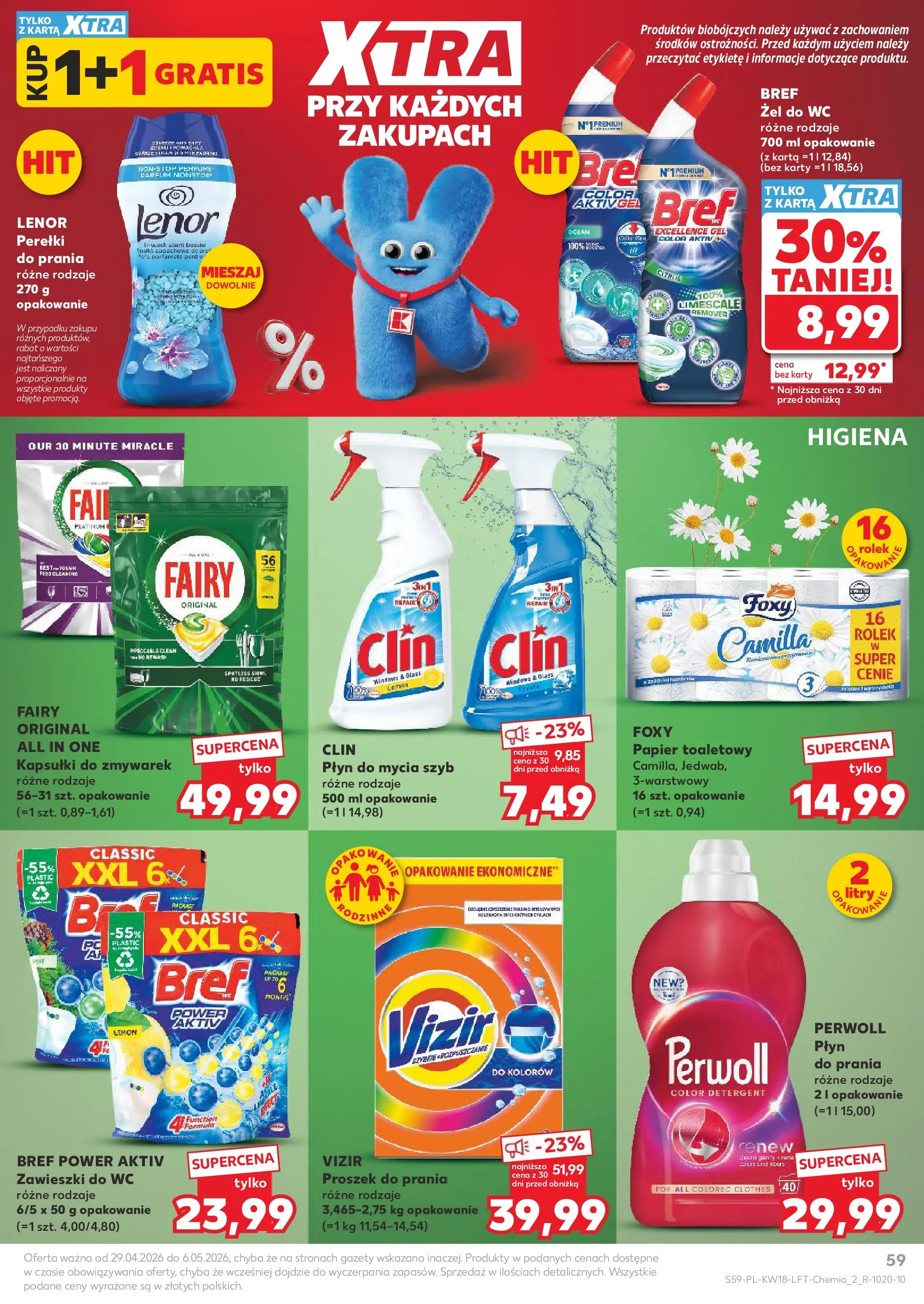 Kaufland gazetka od 29.04.2026 - od jutra PDF | Strona: 59 | Produkty: Płyn do mycia szyb, Papier toaletowy, Fairy, Detergent