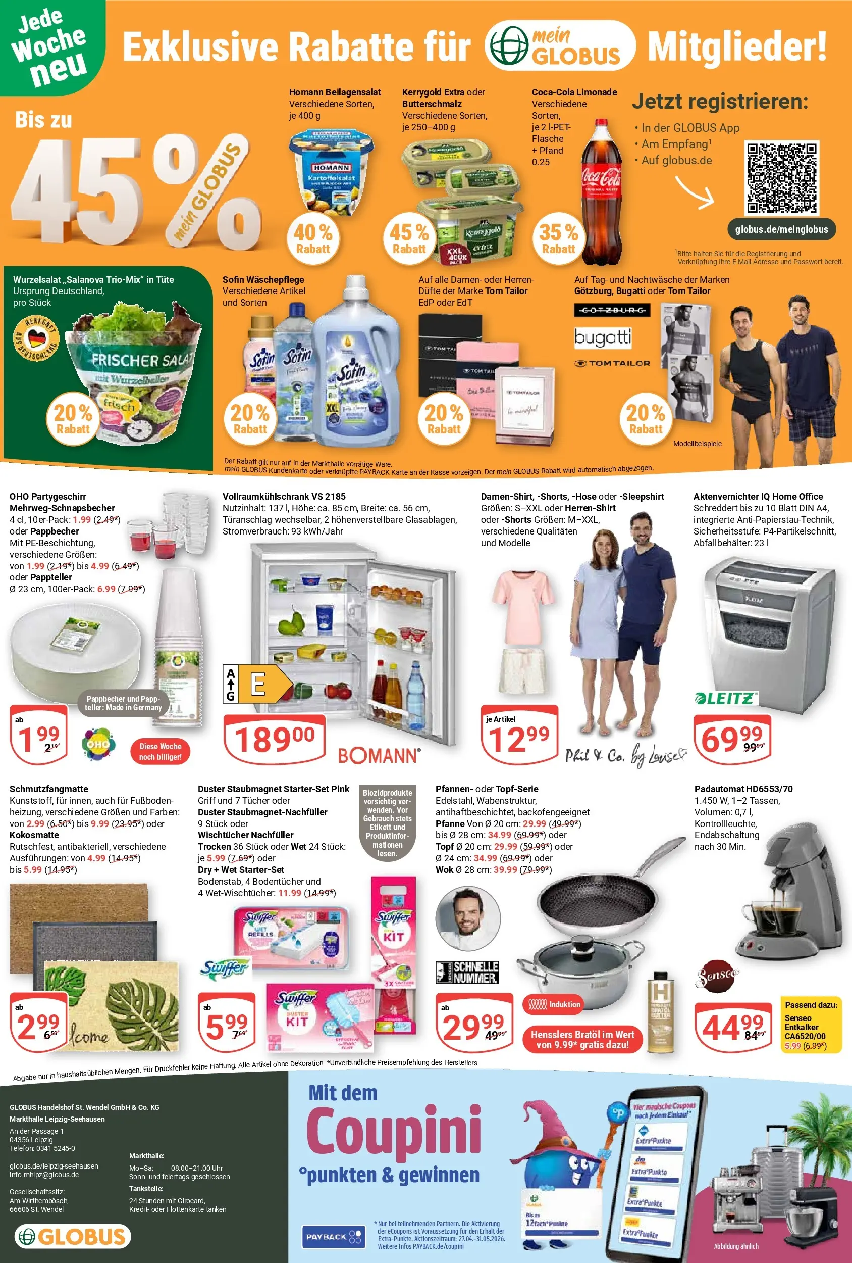 Globus Prospekt Leipzig	 (ab 27.04.2026) » Angebote online | Seite: 26 | Produkte: Aktenvernichter, Butterschmalz, Swiffer, Wok