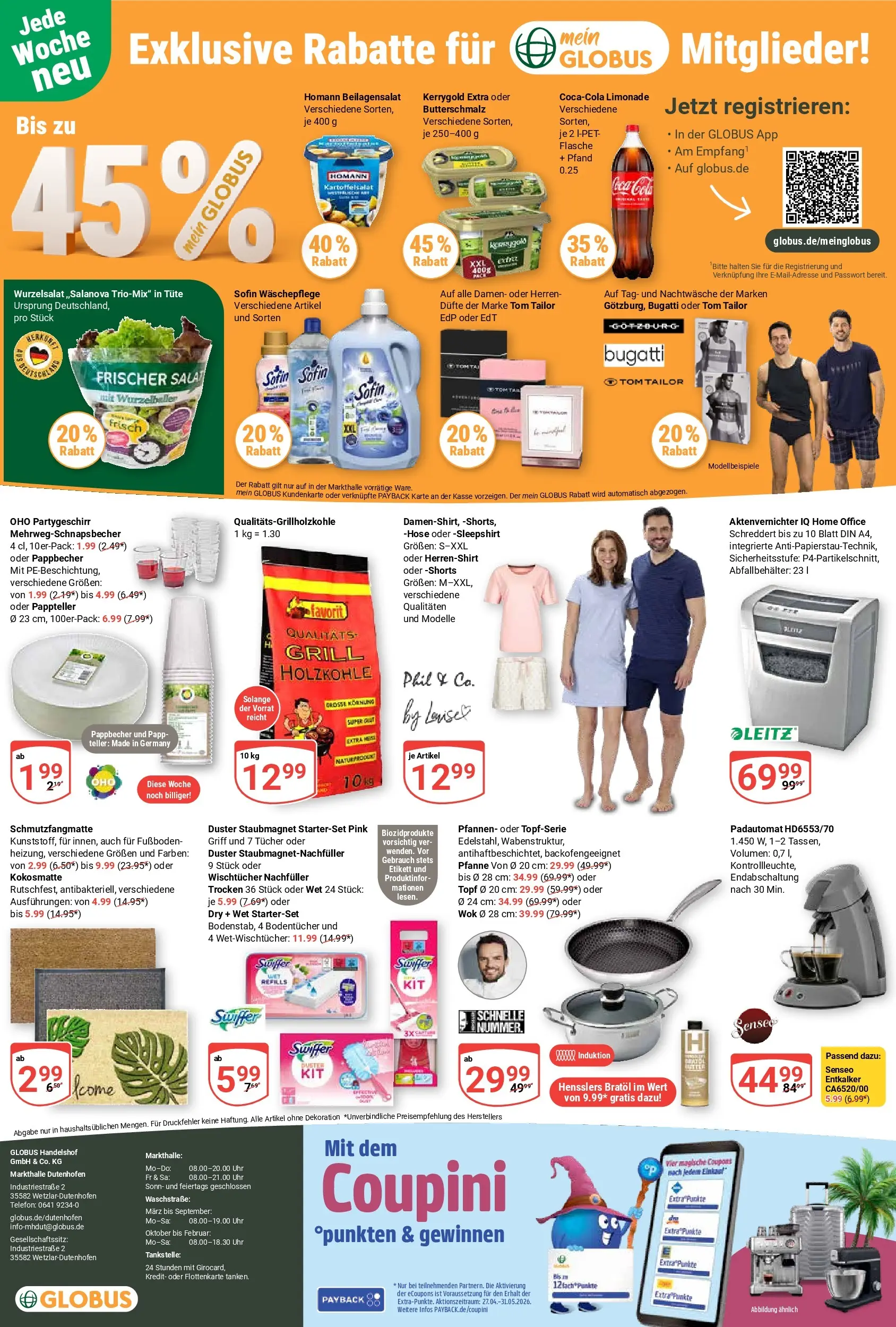 Globus Prospekt Wetzlar-Dutenhofen	 (ab 27.04.2026) » Angebote online | Seite: 28 | Produkte: Butterschmalz, Schmutzfangmatte, Swiffer, Wok