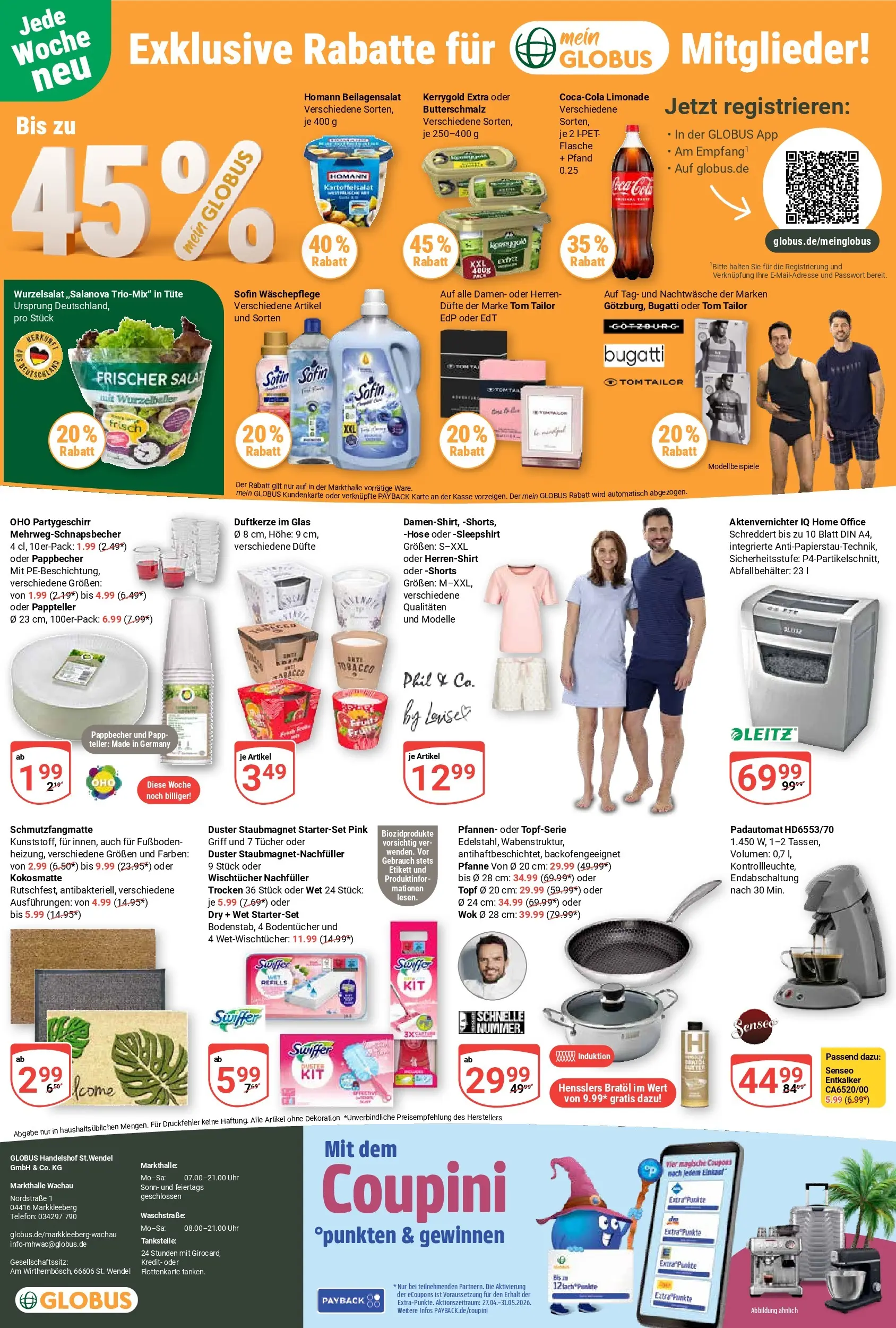 Globus Prospekt Markkleeberg	 (ab 27.04.2026) » Angebote online | Seite: 27 | Produkte: Senseo, Schmutzfangmatte, Swiffer, Salat
