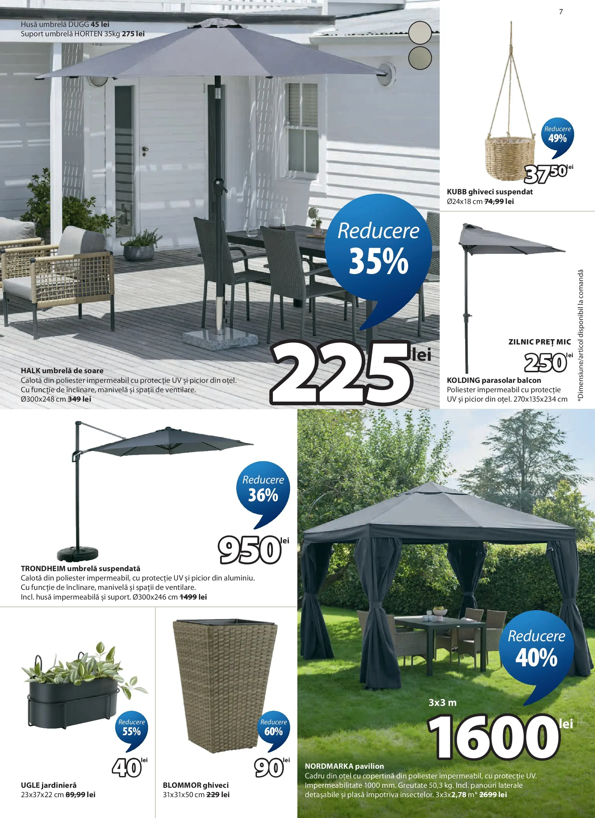 JYSK Catalog - Oferta 24.04.2026 - 26.05.2026 | Pagină: 7 | Produse: Umbrelă, Copertină, Pavilion, Ghiveci