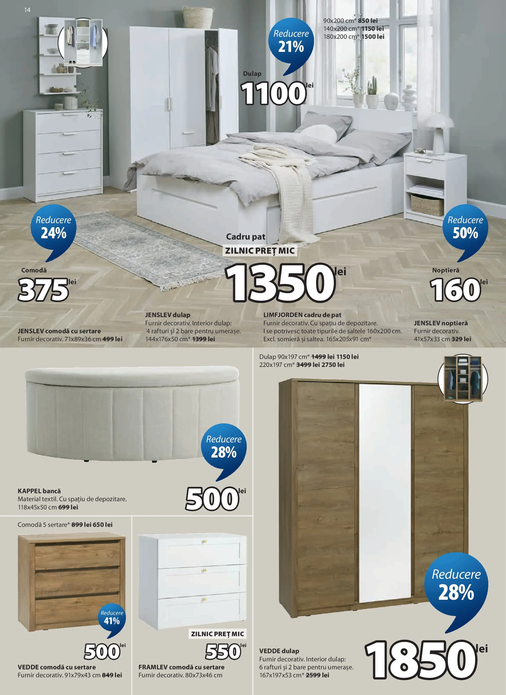 JYSK Catalog - Oferta 24.04.2026 - 26.05.2026 | Pagină: 14 | Produse: Pat, Noptieră, Comodă, Bancă