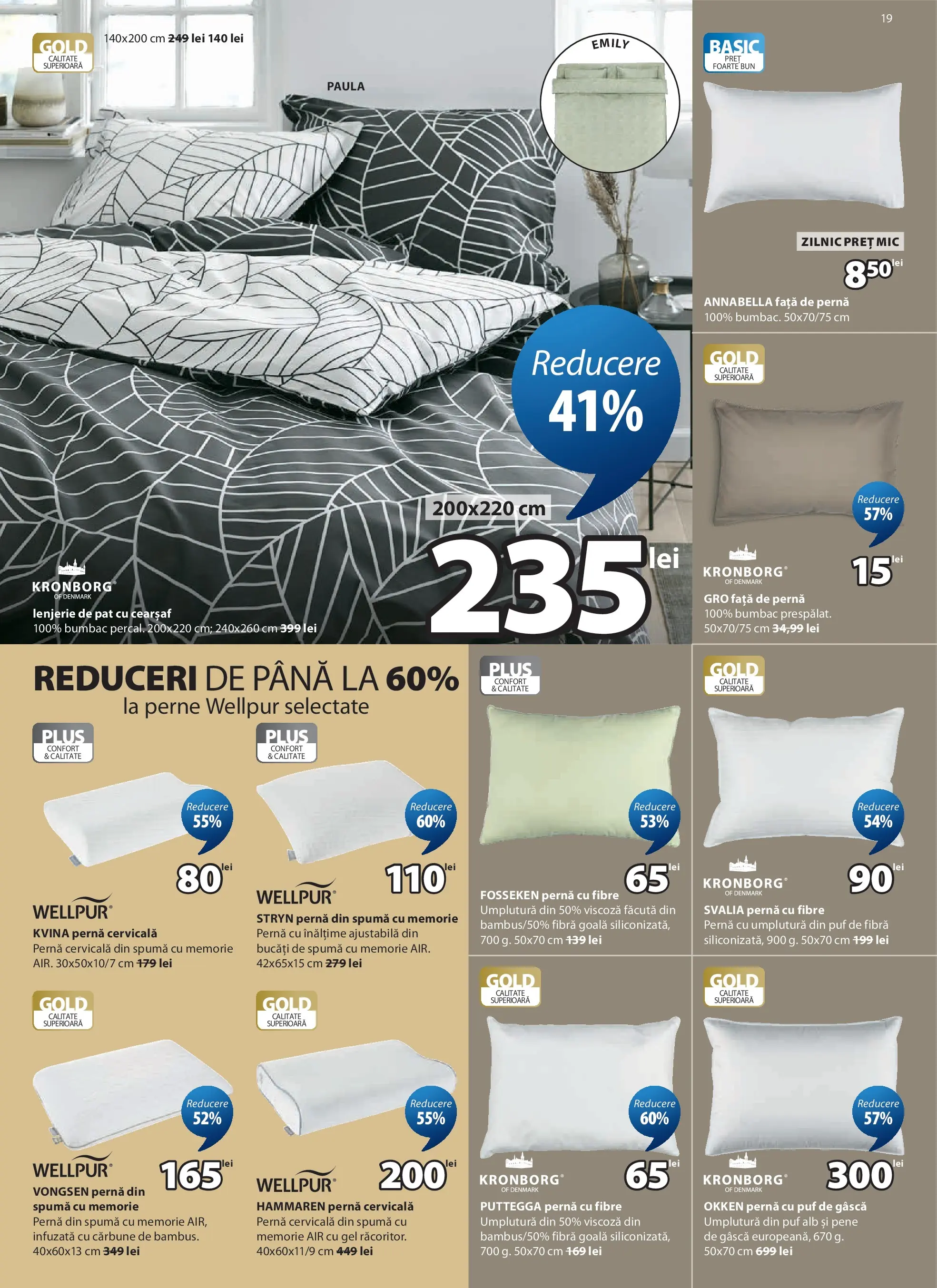JYSK Catalog - Oferta 24.04.2026 - 26.05.2026 | Pagină: 19 | Produse: Memorie, Lenjerie de pat, Pernă, Față de pernă
