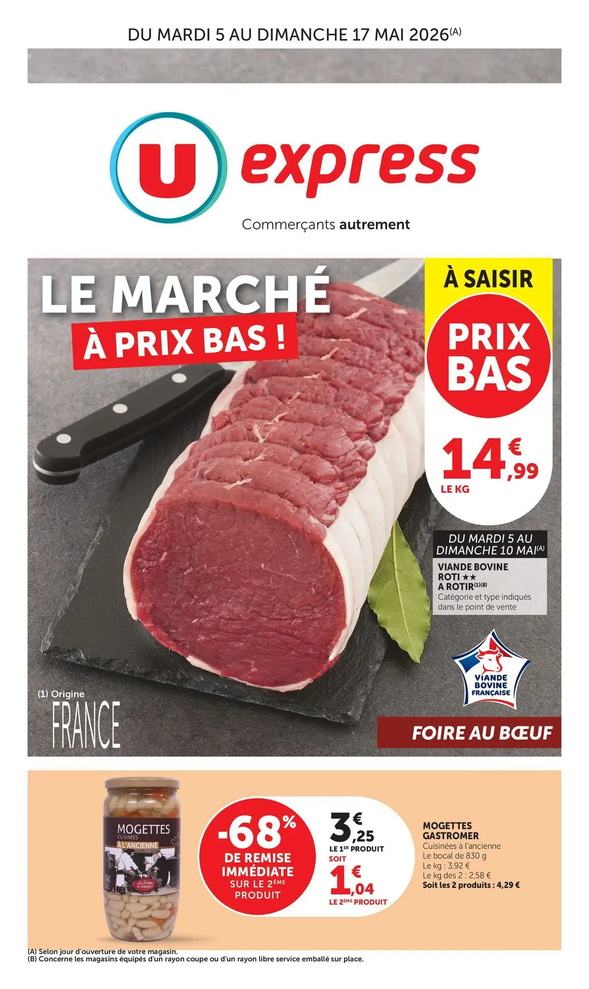 U Express - Jour de Marché à partir du 05/05/2026 - promo en ligne | Page: 1 | Produits: Viande, Viande bovine