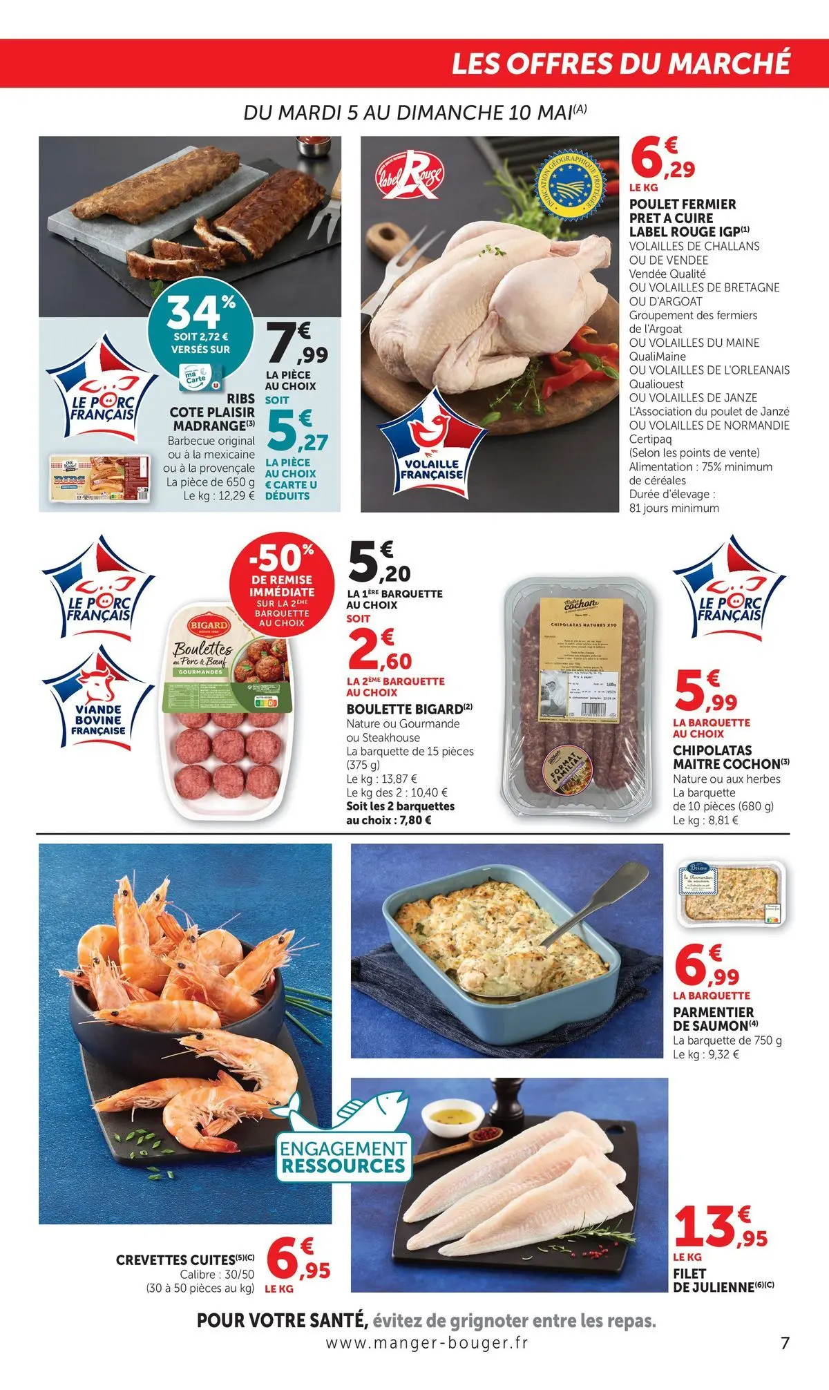 U Express - Jour de Marché à partir du 05/05/2026 - promo en ligne | Page: 7 | Produits: Volaille, Crevettes, Ribs, Porc