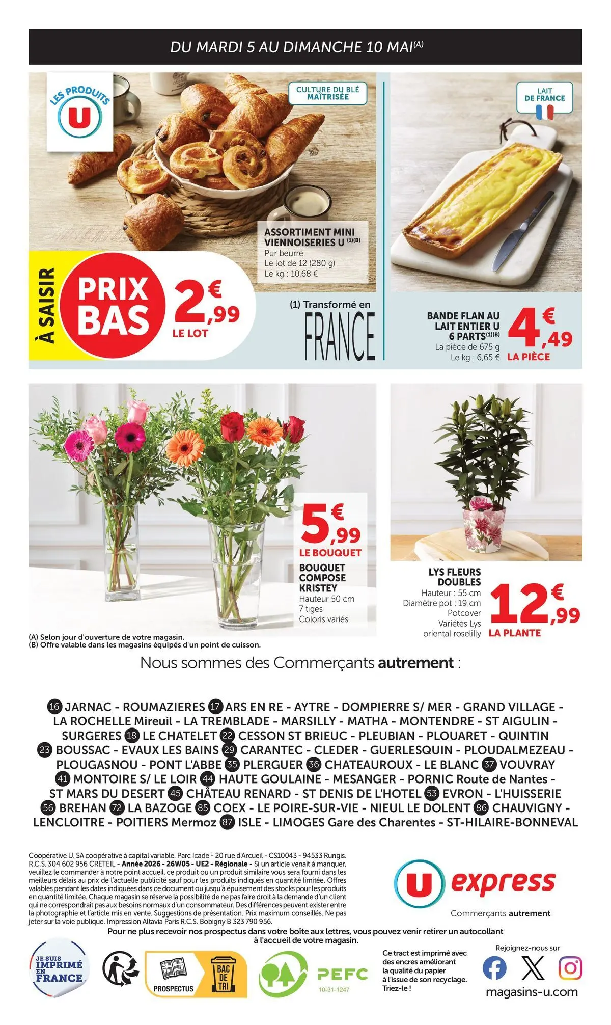 U Express - Jour de Marché à partir du 05/05/2026 - promo en ligne | Page: 11 | Produits: Lait entier, Viennoiseries, Lait, Beurre