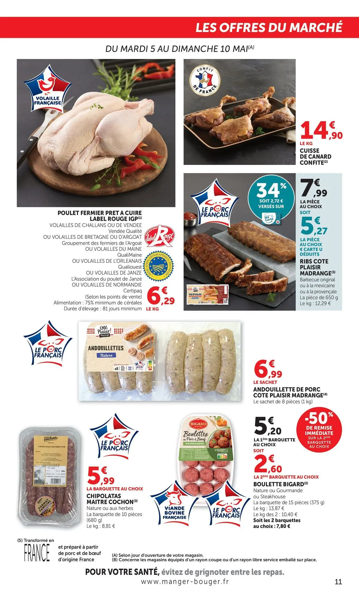 Offres - Jour de Marché 【Mai】 | Page: 11 | Produits: Volaille, Viande, Ribs, Céréales