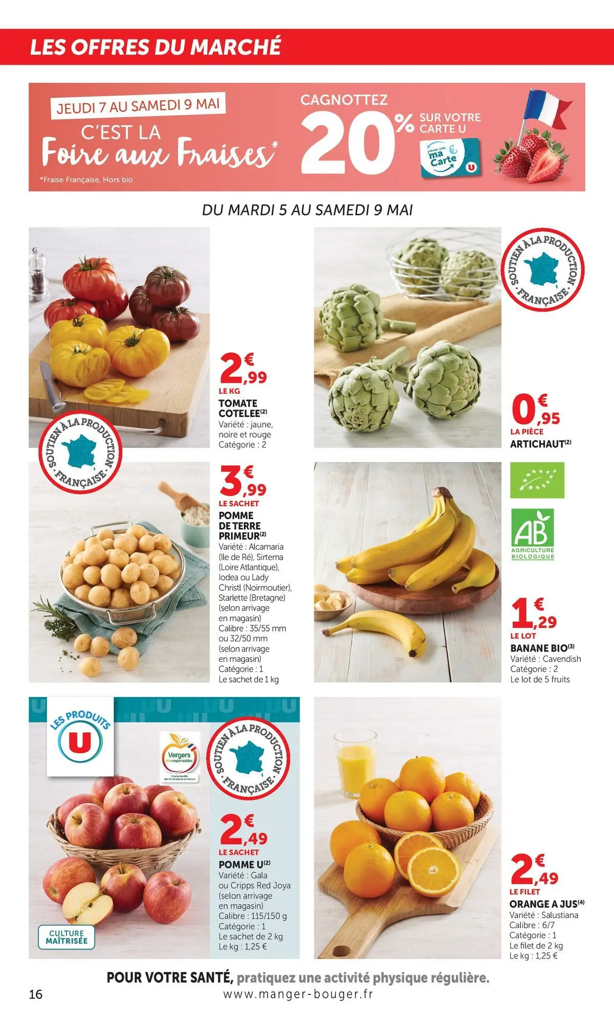 Offres - Jour de Marché 【Mai】 | Page: 16 | Produits: Orange, Pomme de terre, Banane, Fraises