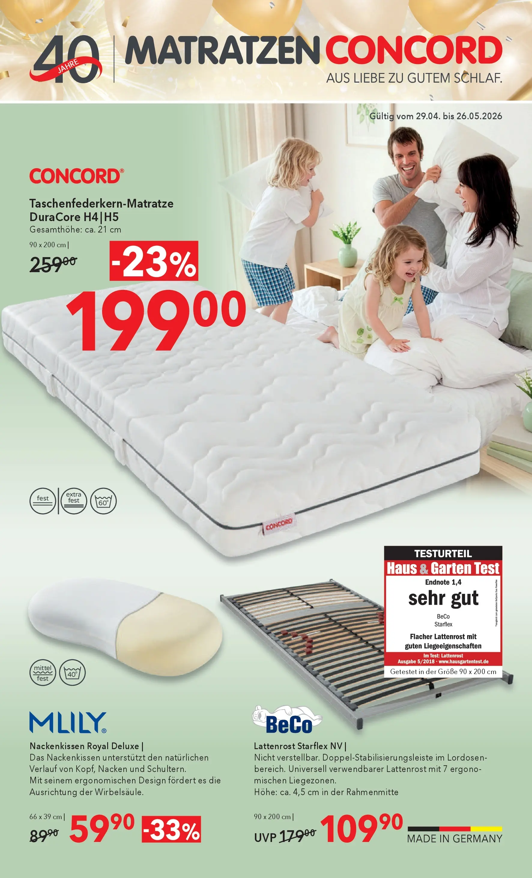 Matratzen Concord Wien von 29.04.2026 - Aktuelle Angebote | Seite: 1 | Produkte: Lattenrost