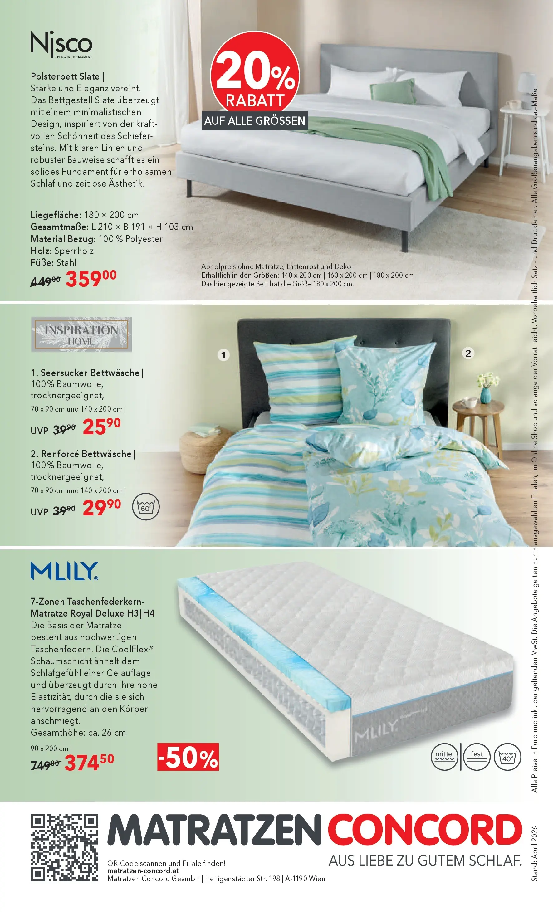 Matratzen Concord Wien von 29.04.2026 - Aktuelle Angebote | Seite: 4 | Produkte: Bett, Matratze, Lattenrost