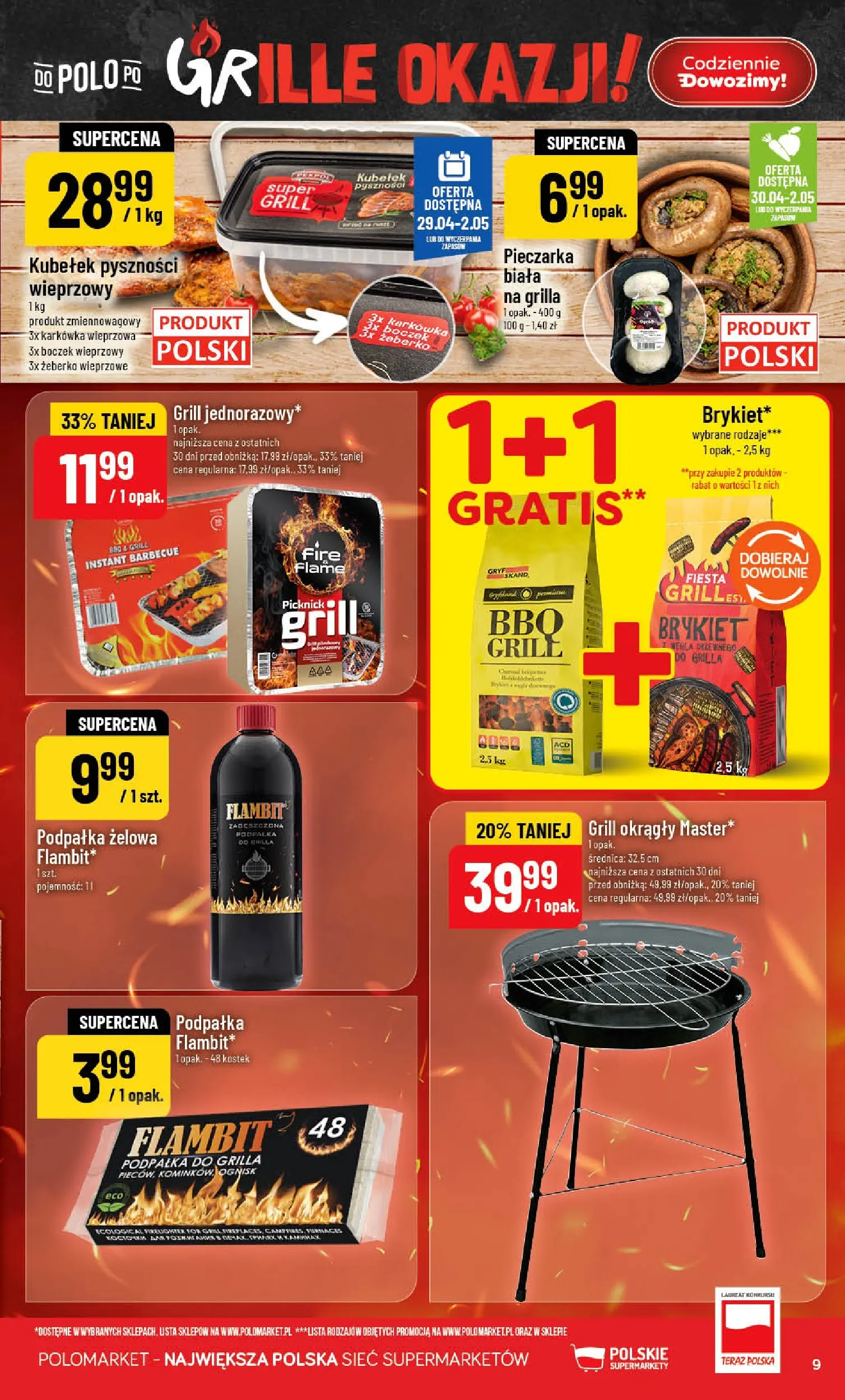 Nowa POLOmarket gazetka od jutra 29.04.2026 | Strona: 9 | Produkty: Karkówka, Karkówka wieprzowa, Grill, Boczek