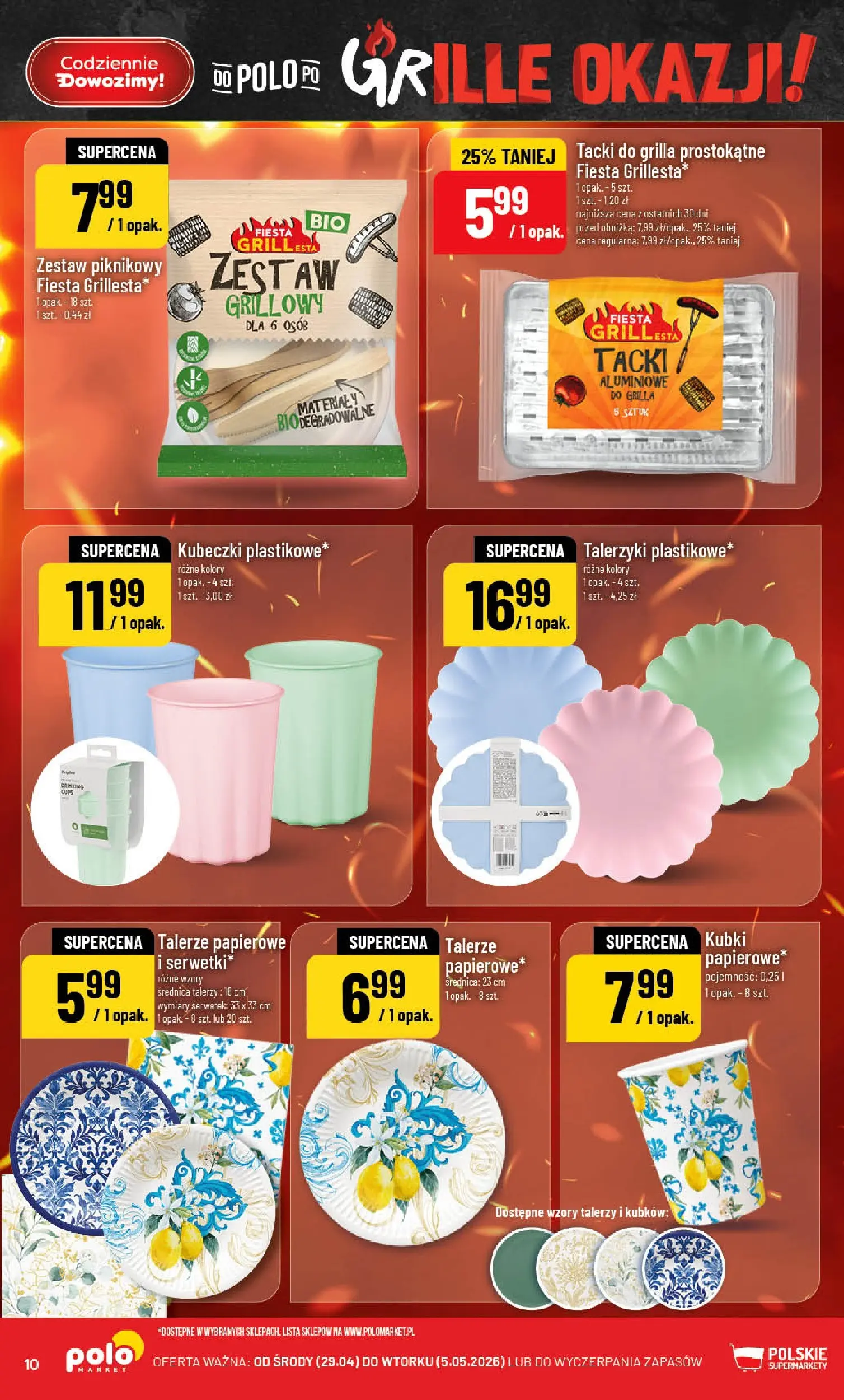 Nowa POLOmarket gazetka od jutra 29.04.2026 | Strona: 10 | Produkty: Zestaw piknikowy, Grill, Talerze