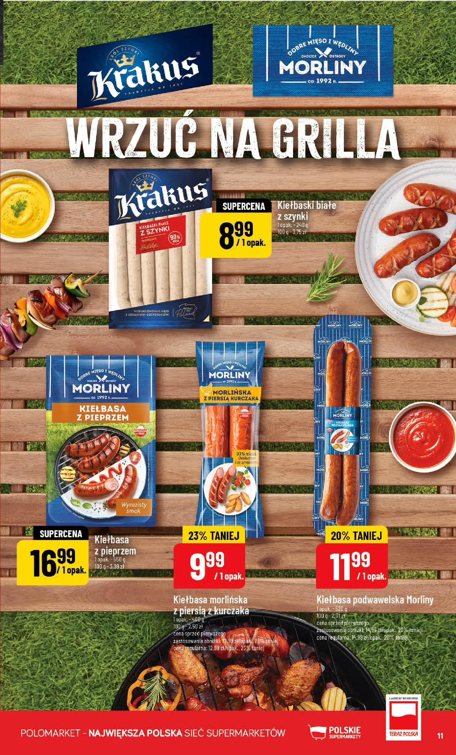 Nowa POLOmarket gazetka od jutra 29.04.2026 | Strona: 11 | Produkty: Kiełbasa, Kiełbaski, Kiełbasa podwawelska, Wędliny