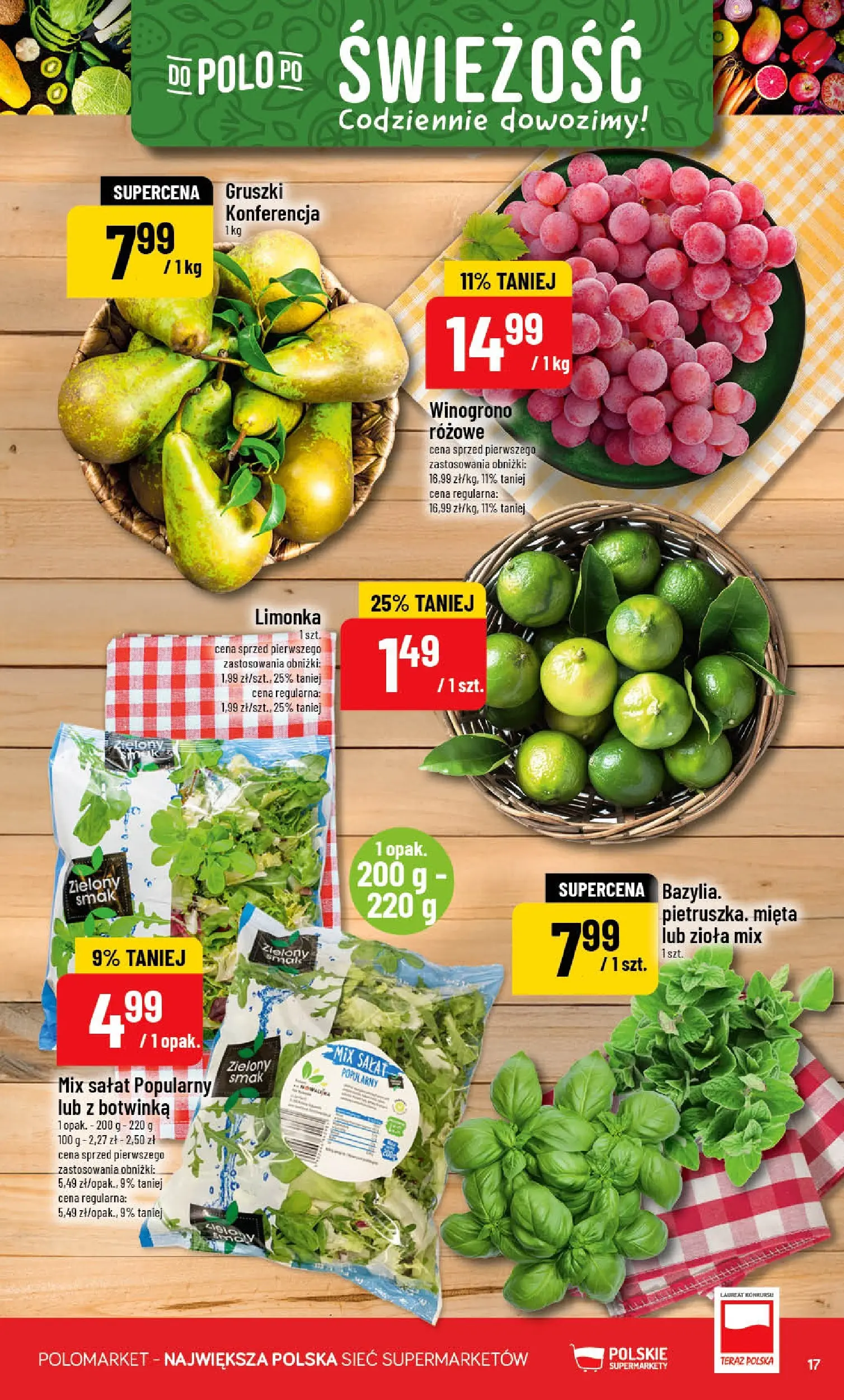 Nowa POLOmarket gazetka od jutra 29.04.2026 | Strona: 17 | Produkty: Limonka, Winogrono, Botwinka, Mix sałat