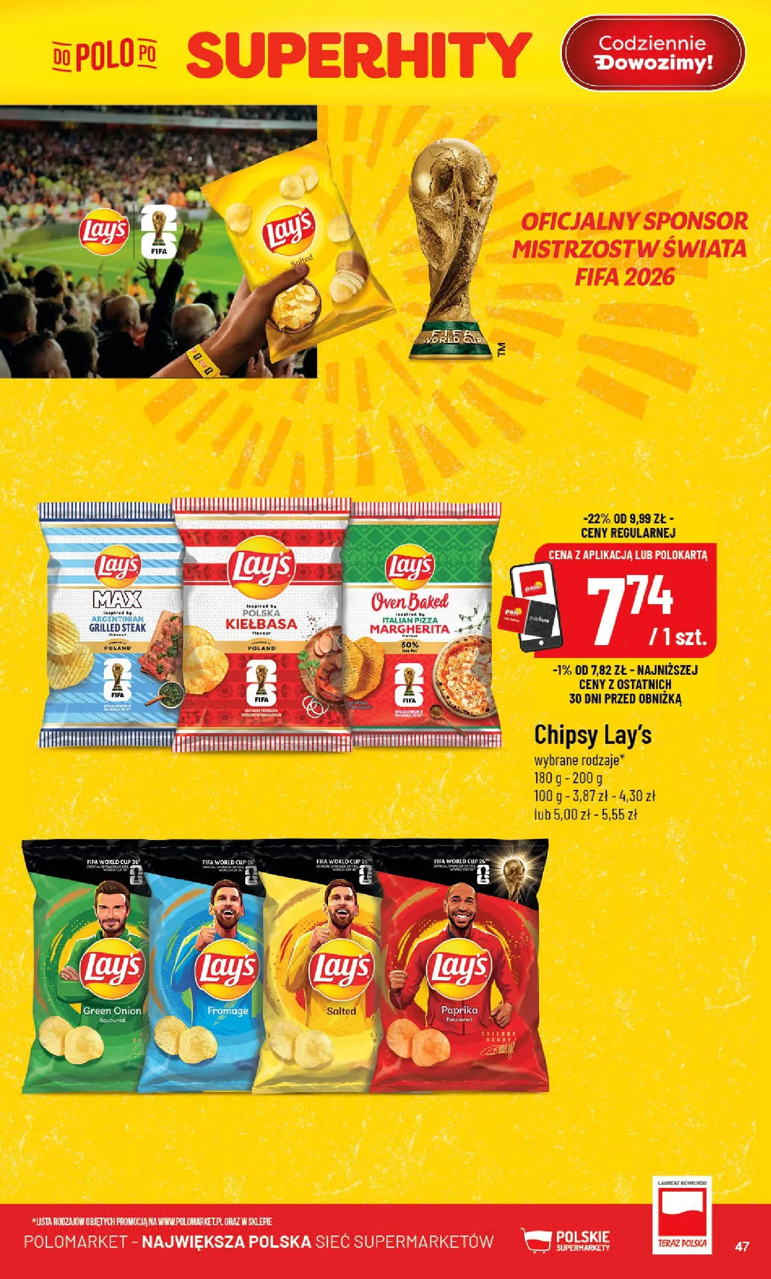 Nowa POLOmarket gazetka od jutra 29.04.2026 | Strona: 47 | Produkty: Kiełbasa, Chipsy, Pizza