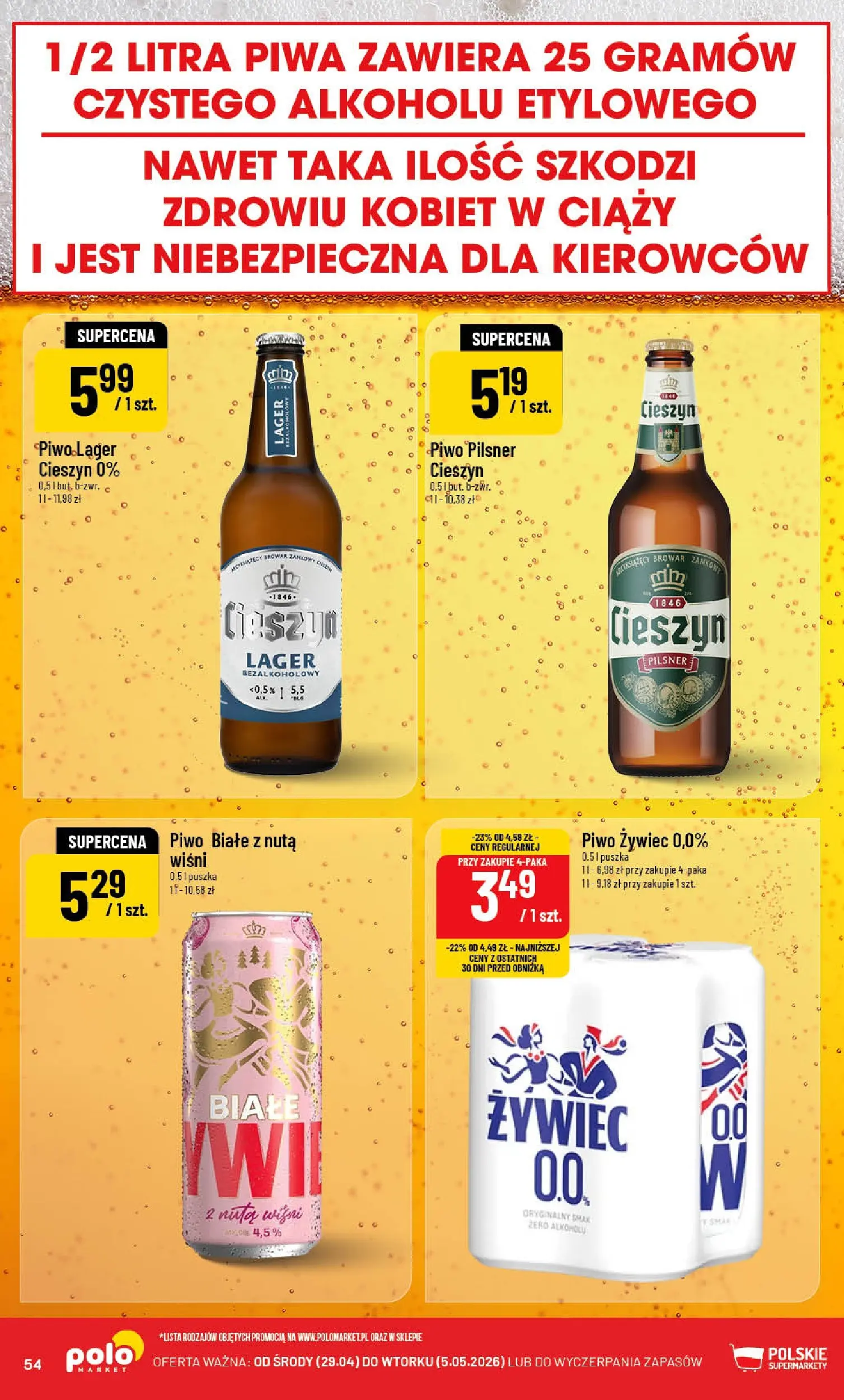Nowa POLOmarket gazetka od jutra 29.04.2026 | Strona: 54 | Produkty: Piwo