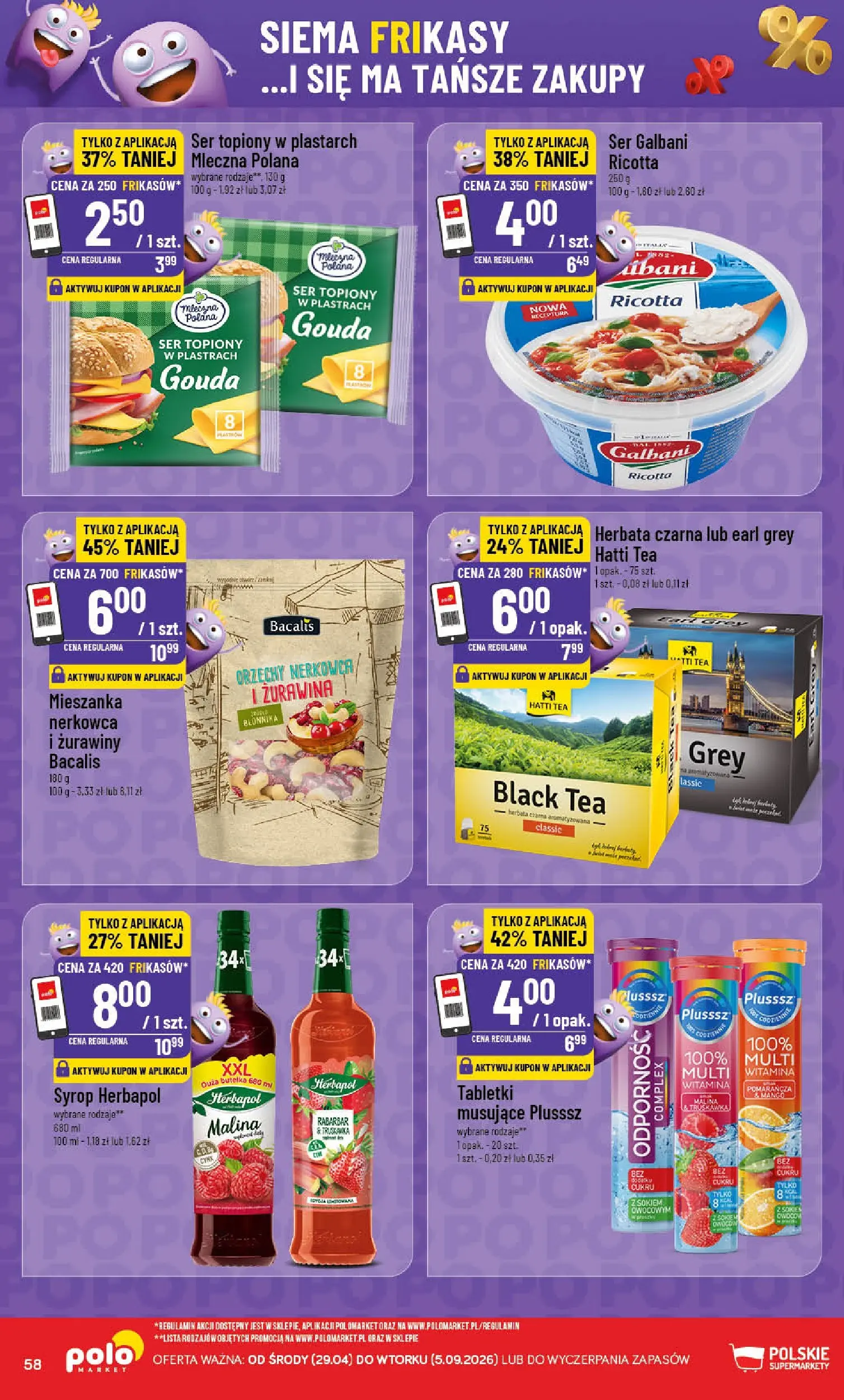 Nowa POLOmarket gazetka od jutra 29.04.2026 | Strona: 58 | Produkty: Syrop, Ser topiony w plastrach, Ser, Orzechy