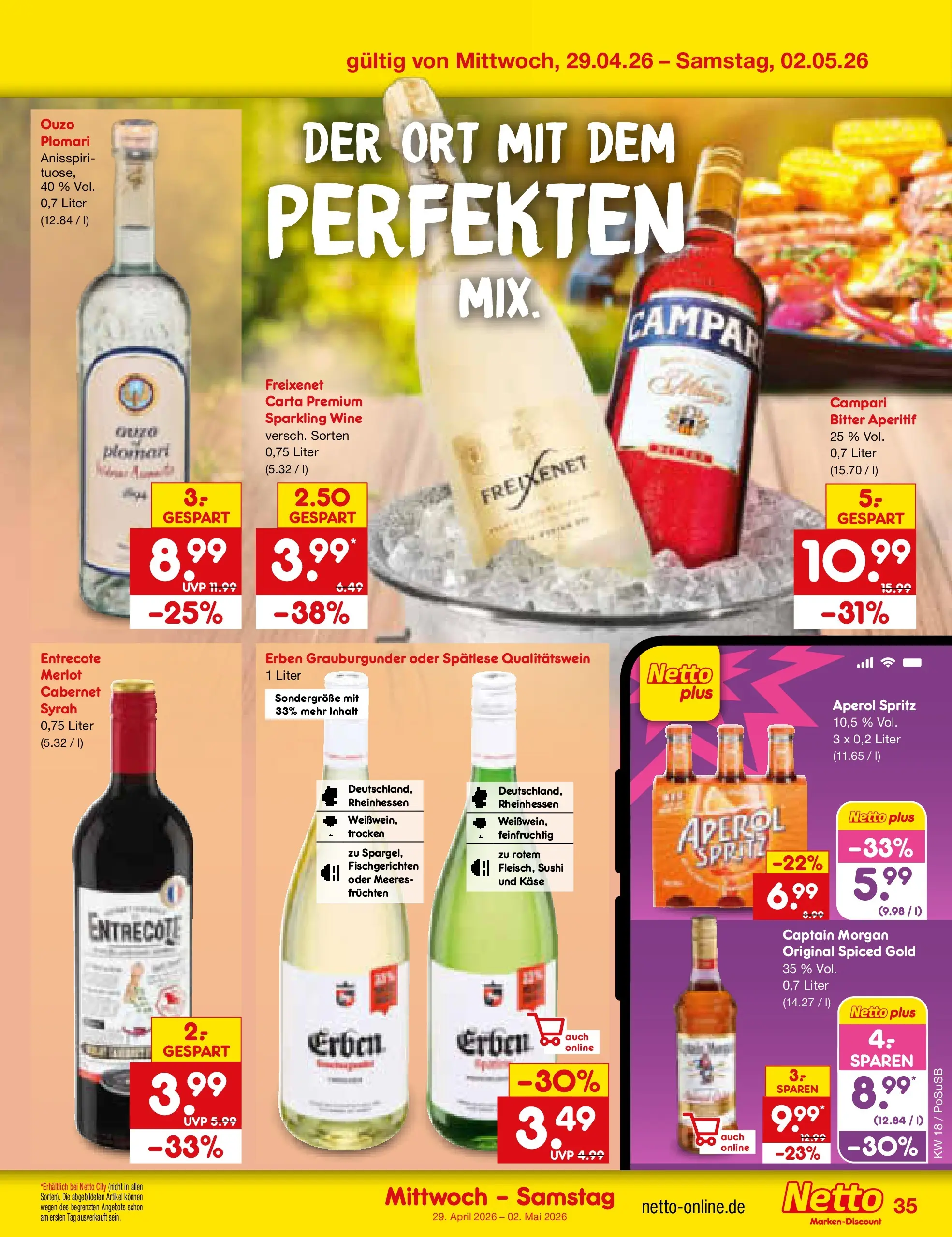 Netto Marken-Discount Prospekt Velden	 (ab 29.04.2026) » Angebote | Seite: 6 | Produkte: Käse, Freixenet, Entrecote, Aperol