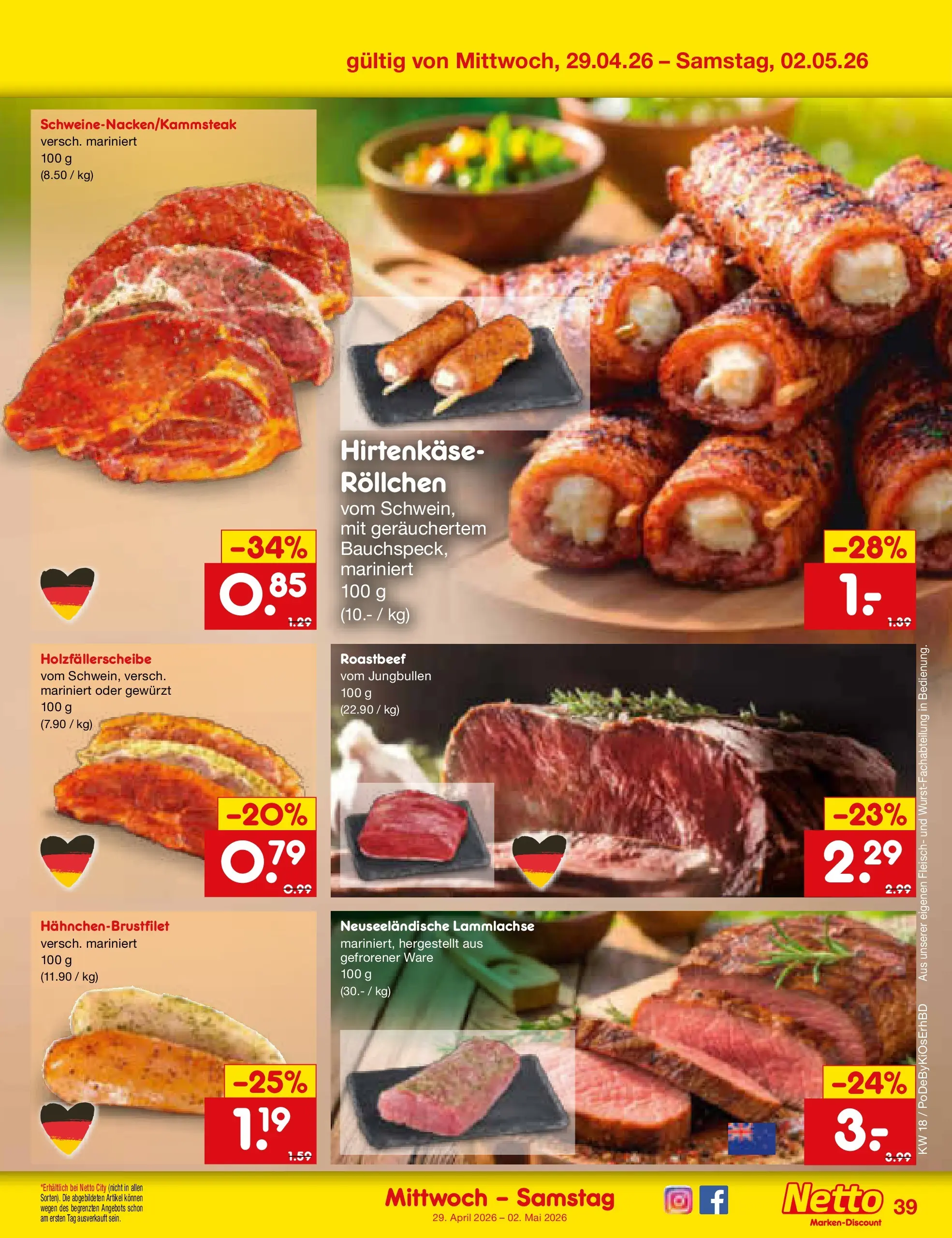 Netto Marken-Discount Prospekt Velden	 (ab 29.04.2026) » Angebote | Seite: 10 | Produkte: Roastbeef, Fleisch