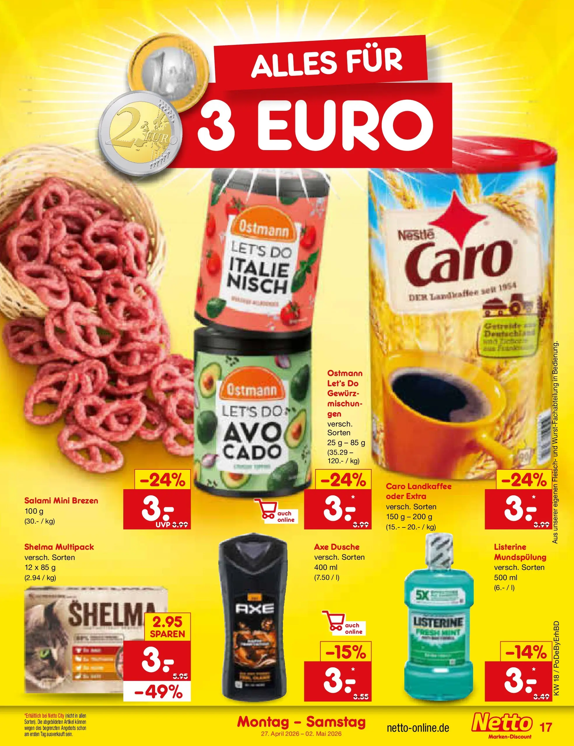 Netto Marken-Discount Prospekt Velden	 (ab 29.04.2026) » Angebote | Seite: 34 | Produkte: Dusche, Axe, Salami, Fleisch