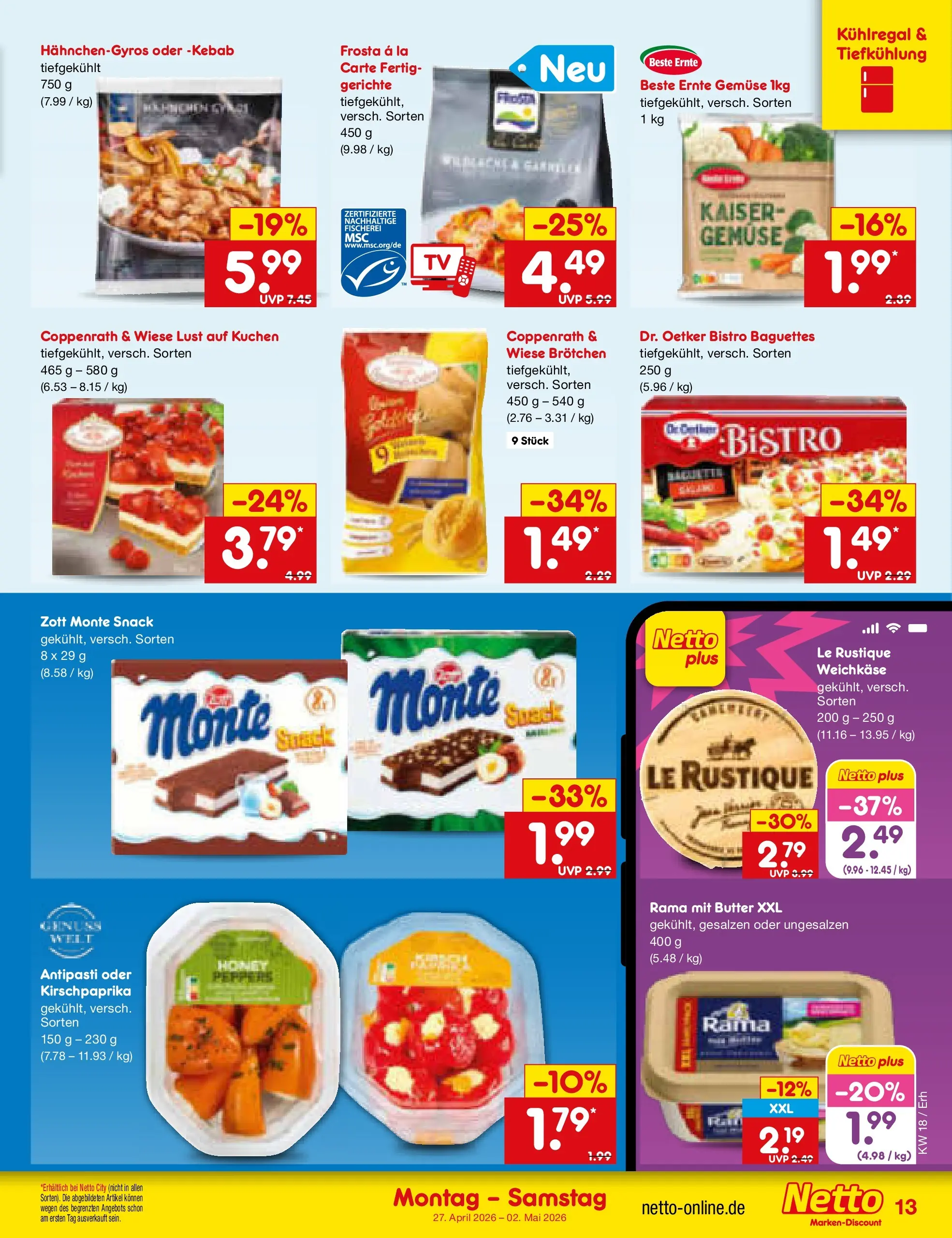 Netto Marken-Discount Prospekt Velden	 (ab 29.04.2026) » Angebote | Seite: 30 | Produkte: Rama, Butter, Frosta, Kuchen