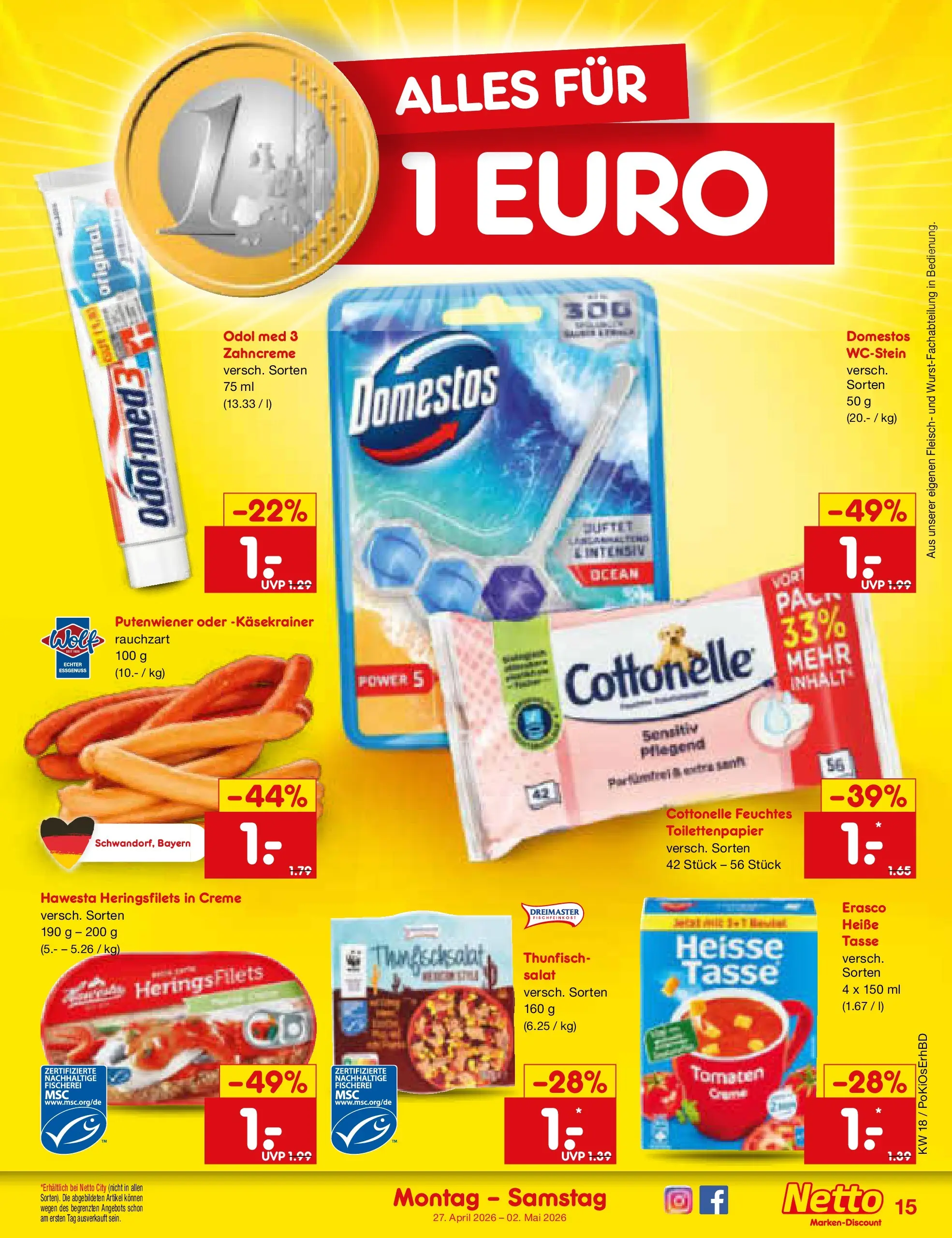 Netto Marken-Discount Prospekt Velden	 (ab 29.04.2026) » Angebote | Seite: 32 | Produkte: Tomaten, Erasco, Fleisch, Feuchtes Toilettenpapier