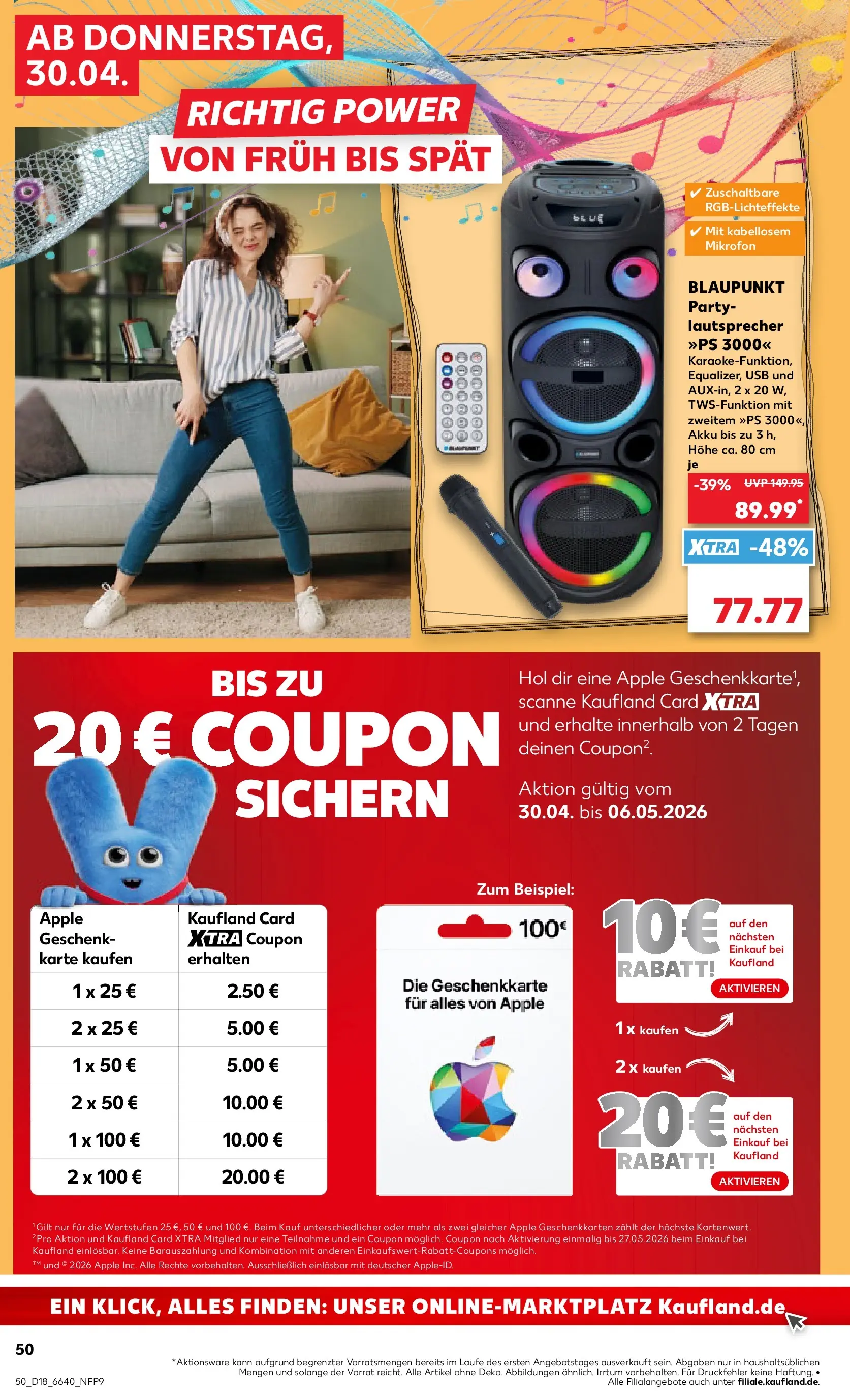 Prospekt Kaufland ab 29.04.2026 » Angebote Online zum Blättern | Seite: 50 | Produkte: Mikrofon, Lautsprecher, USB, Apple