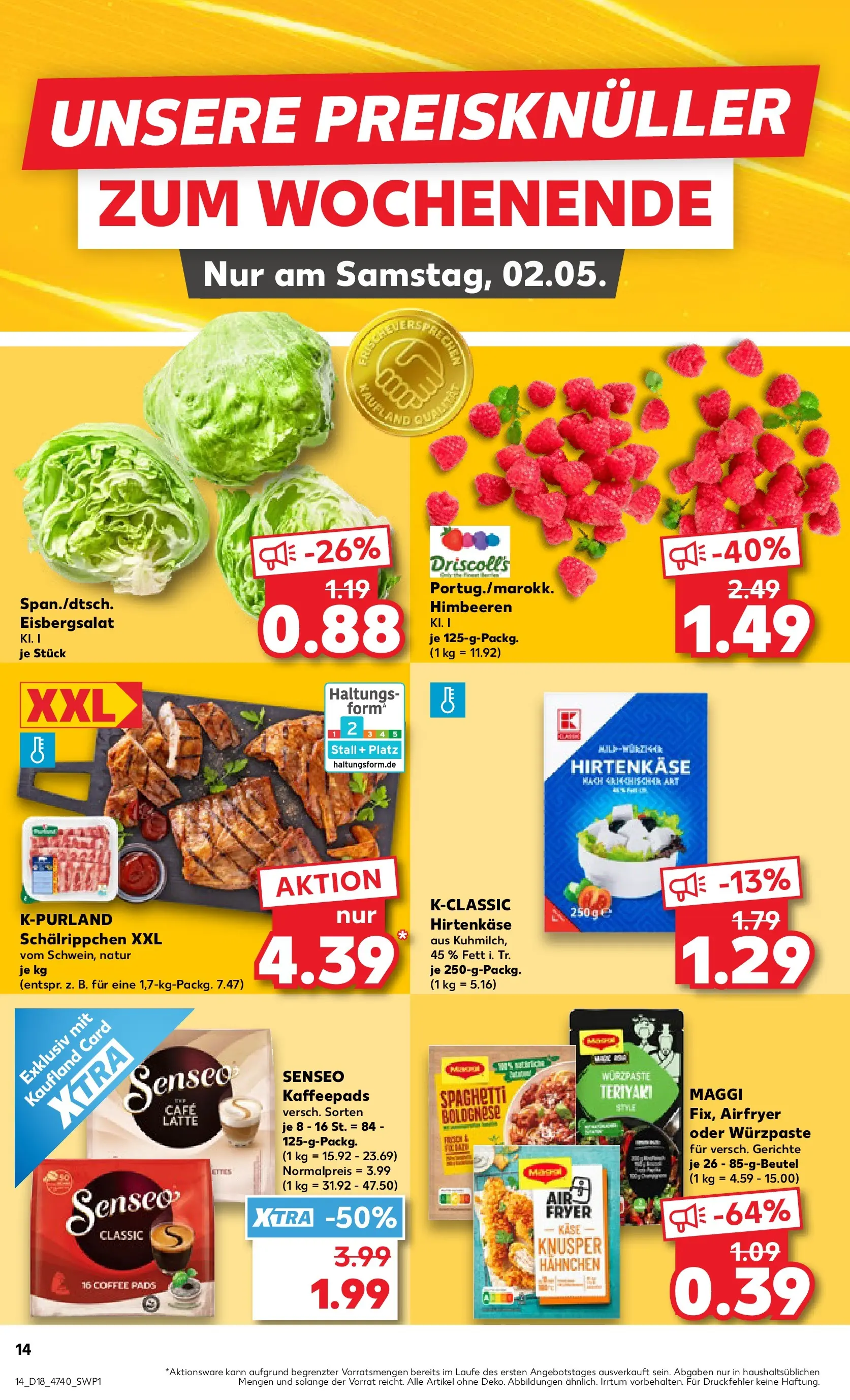 Prospekt Kaufland ab 30.04.2026 » Angebote Online zum Blättern | Seite: 14 | Produkte: Kaffeepads, Maggi, Eisbergsalat, Senseo kaffeepads