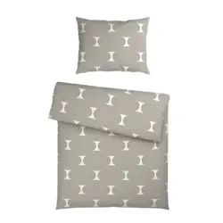 Bettw&auml;sche Retro Wei&szlig;/Graubraun ca. 140x200cm